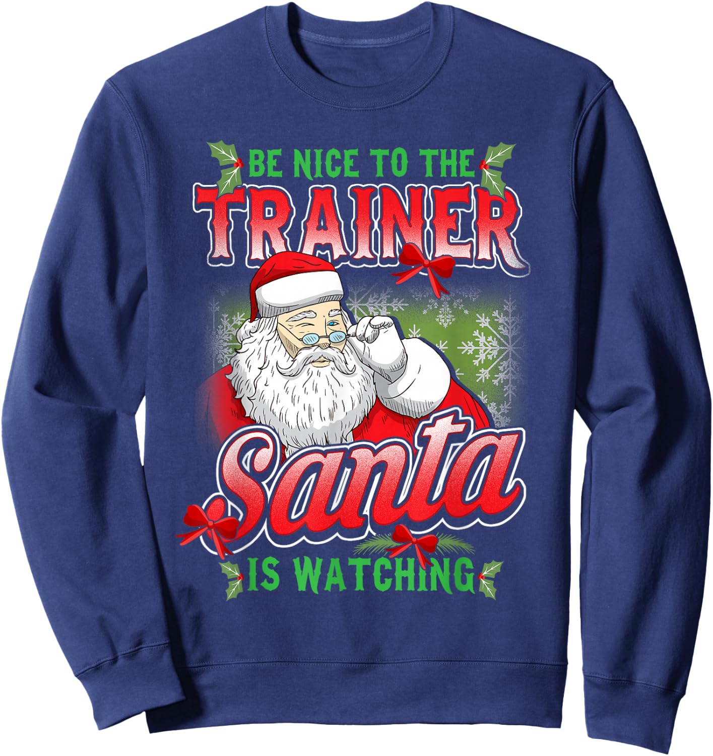 Christmas Personal Trainer Gym Workout Exercise Santa Claus Sweatshirt - Sweatshirt | Navy