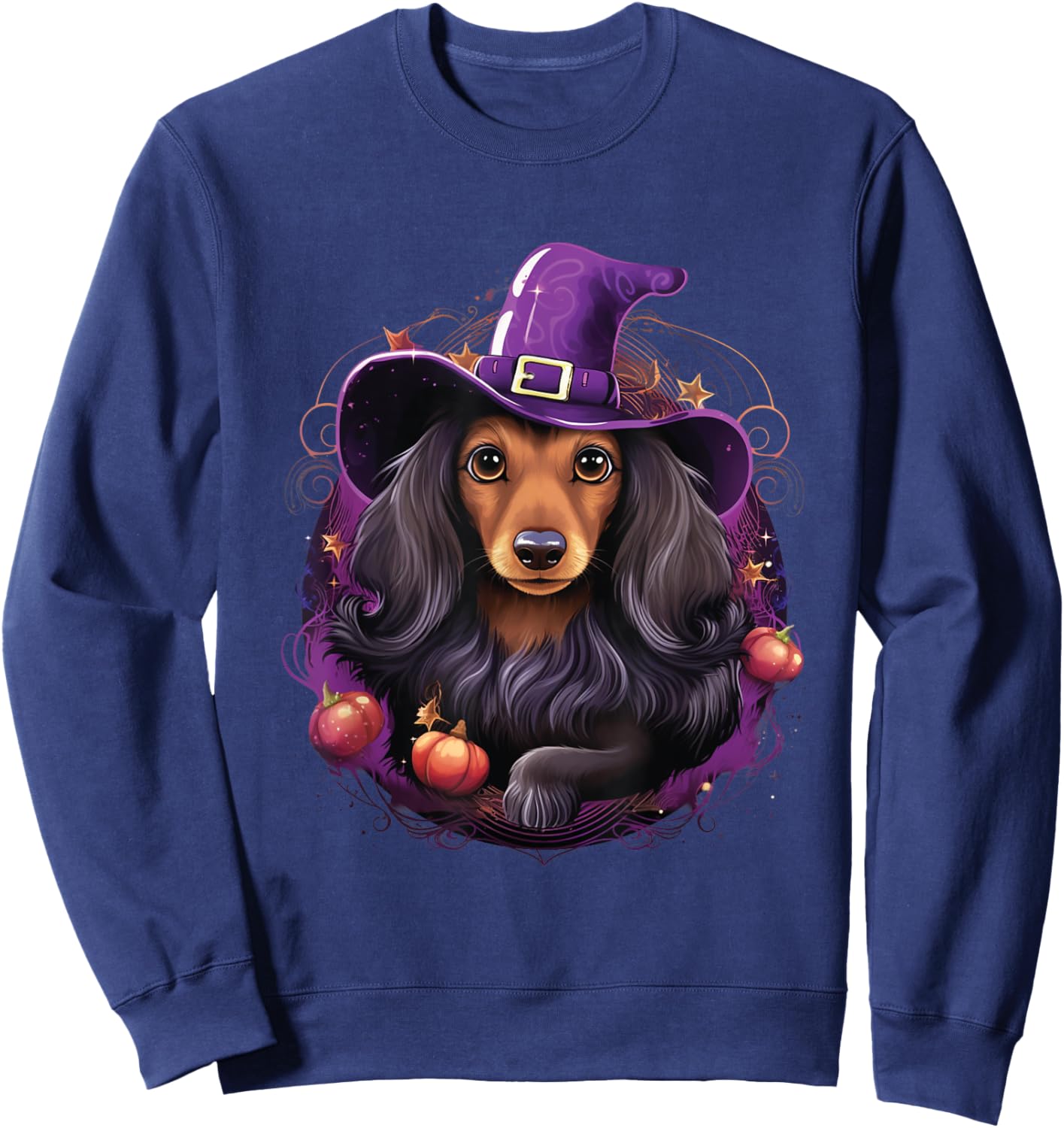 Cute Witch Funny Dachshund Halloween Costume Dog Lover Women Kids Sweatshirt - Sweatshirt | Navy