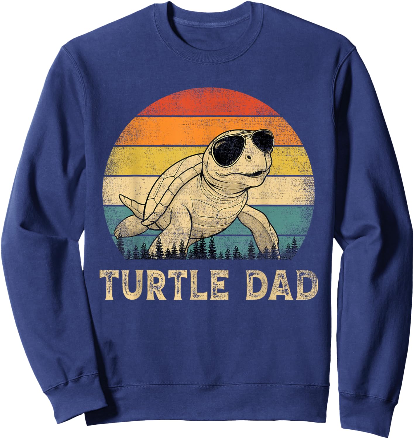 Vintage Turtle Dad Turtle Lovers Daddy Father's Day Sweatshirt - Sweatshirt | Navy