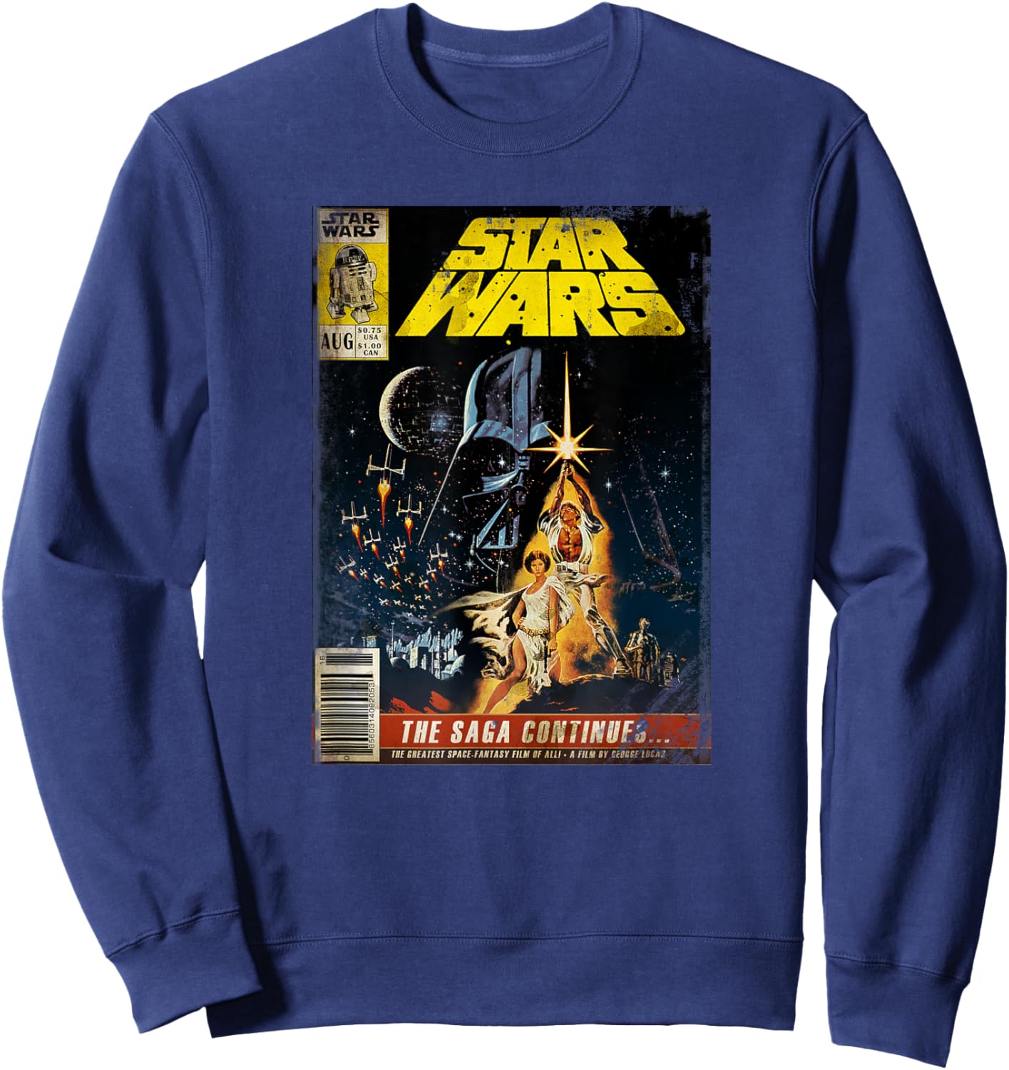 Star Wars Classic A New Hope Vintage Comic Book Distressed Sweatshirt - Sweatshirt | Navy