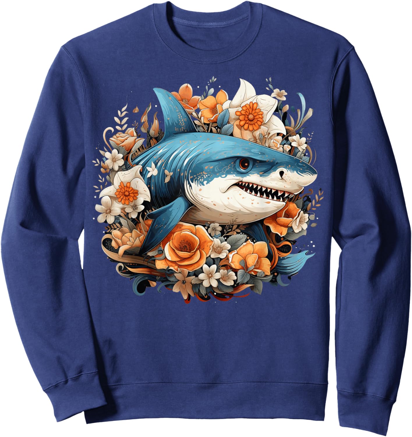 Shark Flowers Sweatshirt - Sweatshirt | Navy