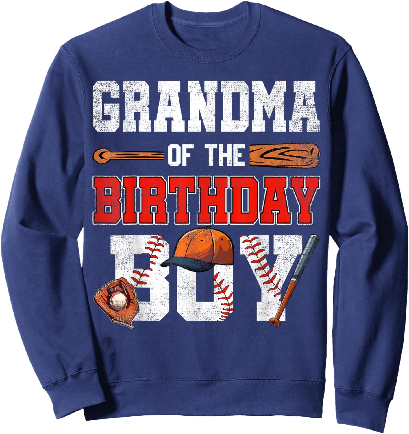 Grandma Of The Birthday Boy Baseball Bday Family Sweatshirt - Sweatshirt | Navy