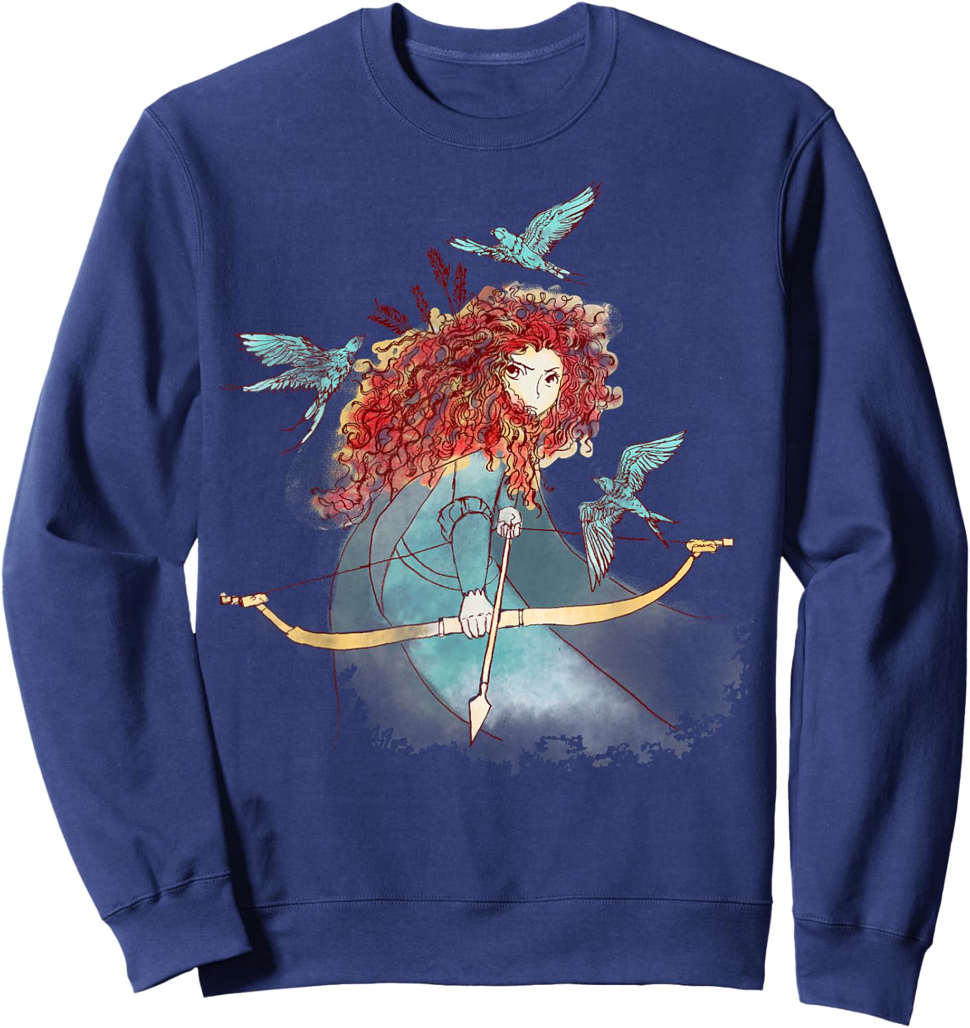 Disney Brave Merida Watercolor Sketch Portrait Sweatshirt - Sweatshirt | Navy