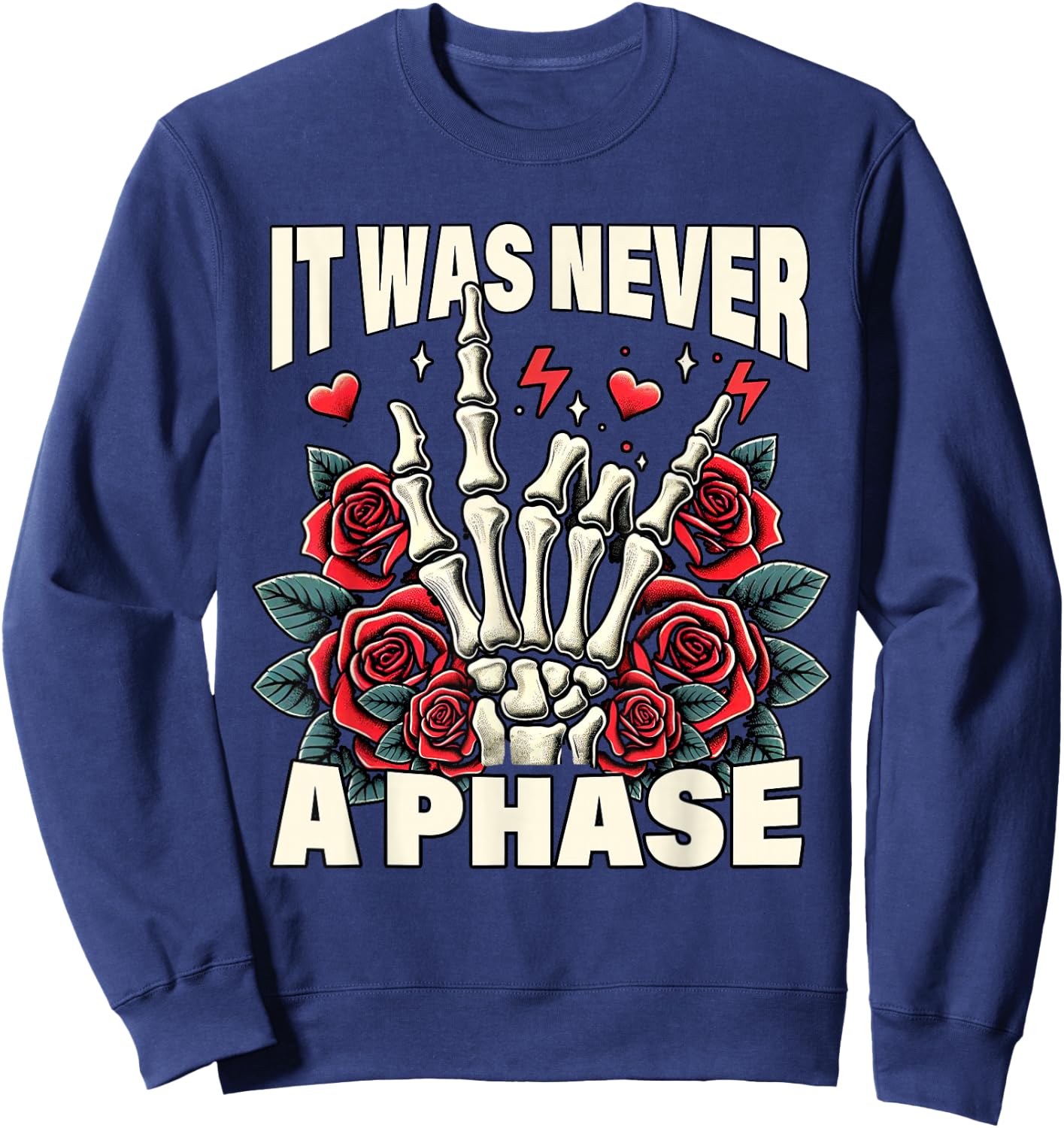 Elder Emo Pop Punk Spirit Music Lover It Was Never A Phase Sweatshirt - Sweatshirt | Navy