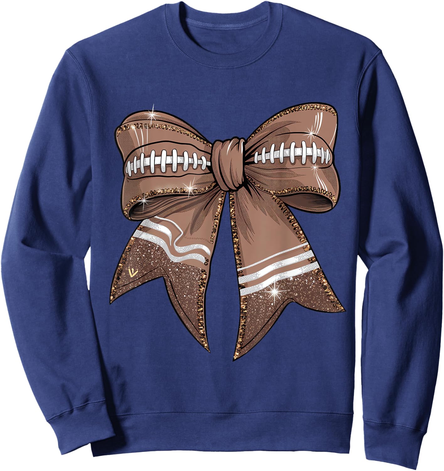 Coquette Bow Pumpkin American Football Thanksgiving Autumn Sweatshirt - Sweatshirt | Navy