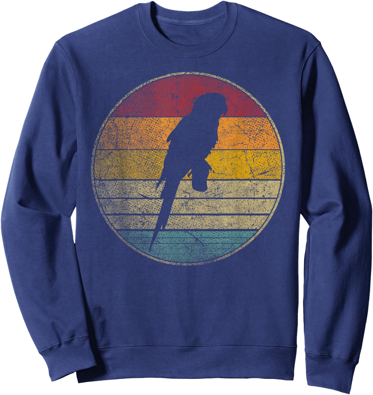 Parrot Bird Vintage Distressed Retro Style Silhouette 70s Sweatshirt - Sweatshirt | Navy