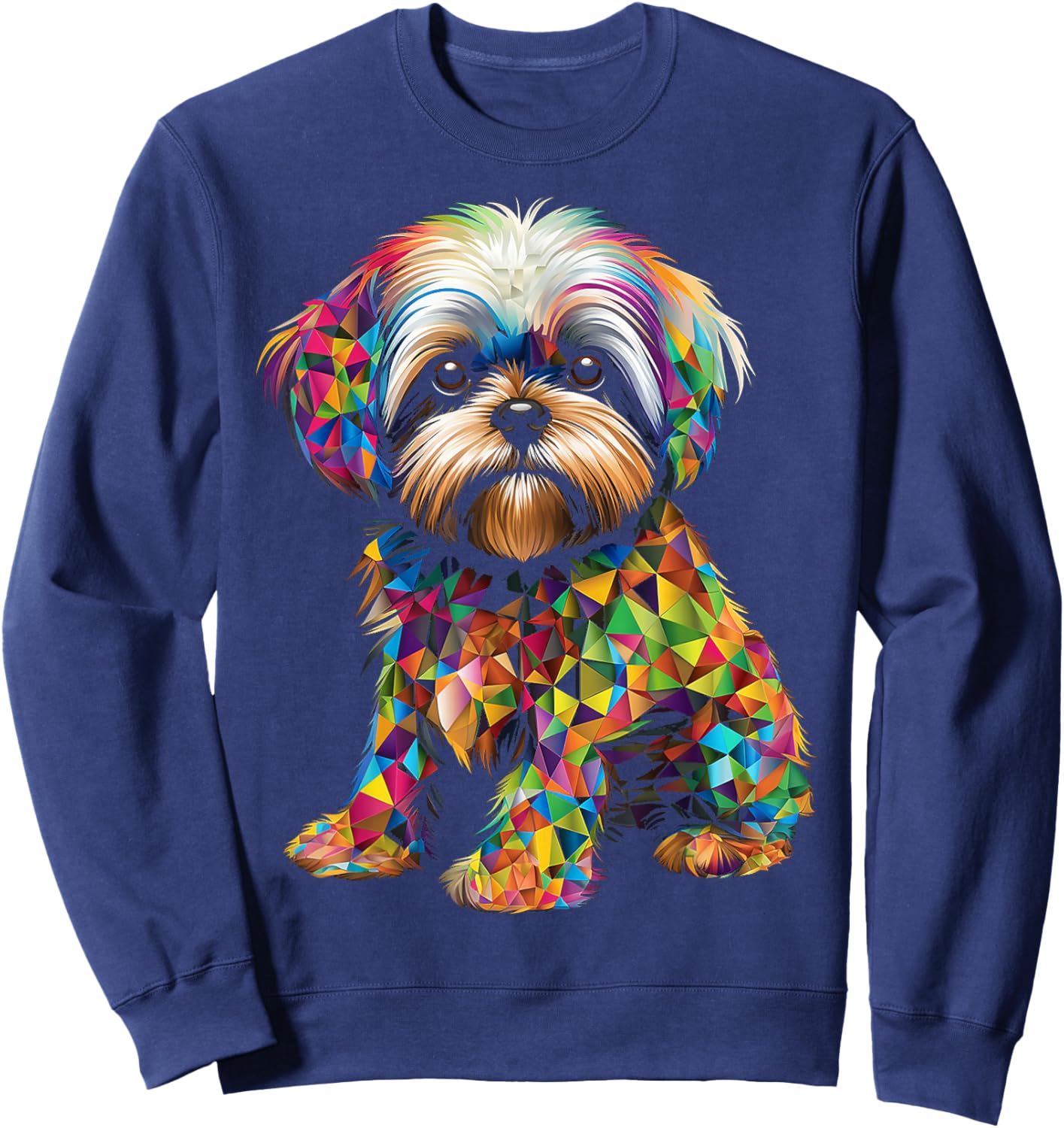 Shih Tzu Motif Pet Illustration Dog Shih Tzu Women Kids Sweatshirt - Sweatshirt | Navy