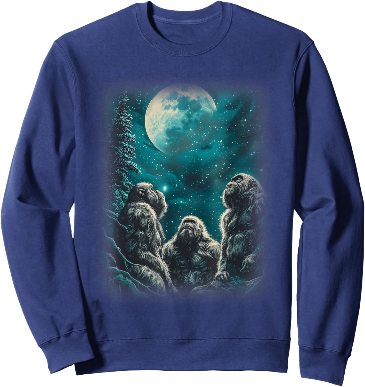 3 Moon Gorilla Shirt, Great Ape Cool Primate Animal Lover Sweatshirt - Sweatshirt | Navy