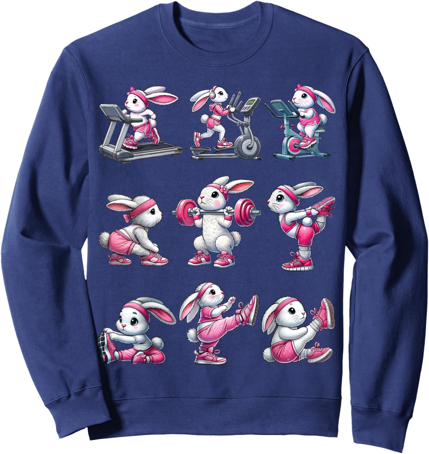 Easter Bunny Fitness Collection Gym Workout Weightlifting Sweatshirt - Sweatshirt | Navy