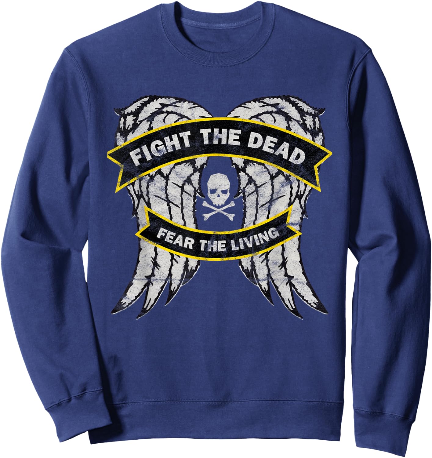 Fight the Dead Fear the Living Distressed Zombie Hunter Sweatshirt - Sweatshirt | Navy