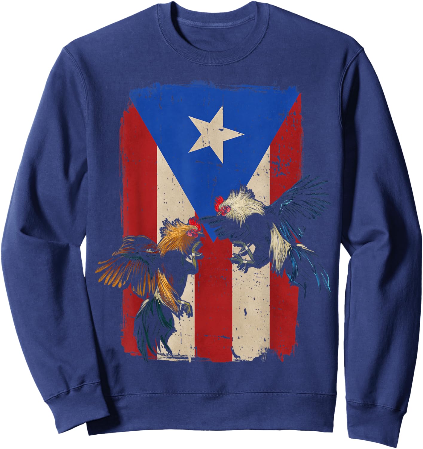 Puerto Rico Flag Cockfighter Game Fowl Cockfighting Rooster Sweatshirt - Sweatshirt | Navy