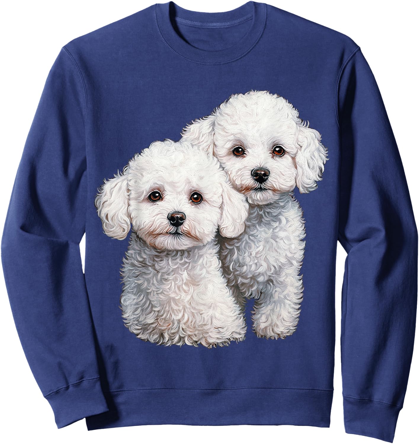 Bichon Frise Dog Graphic Pet Illustration Bichon Frise Sweatshirt - Sweatshirt | Navy