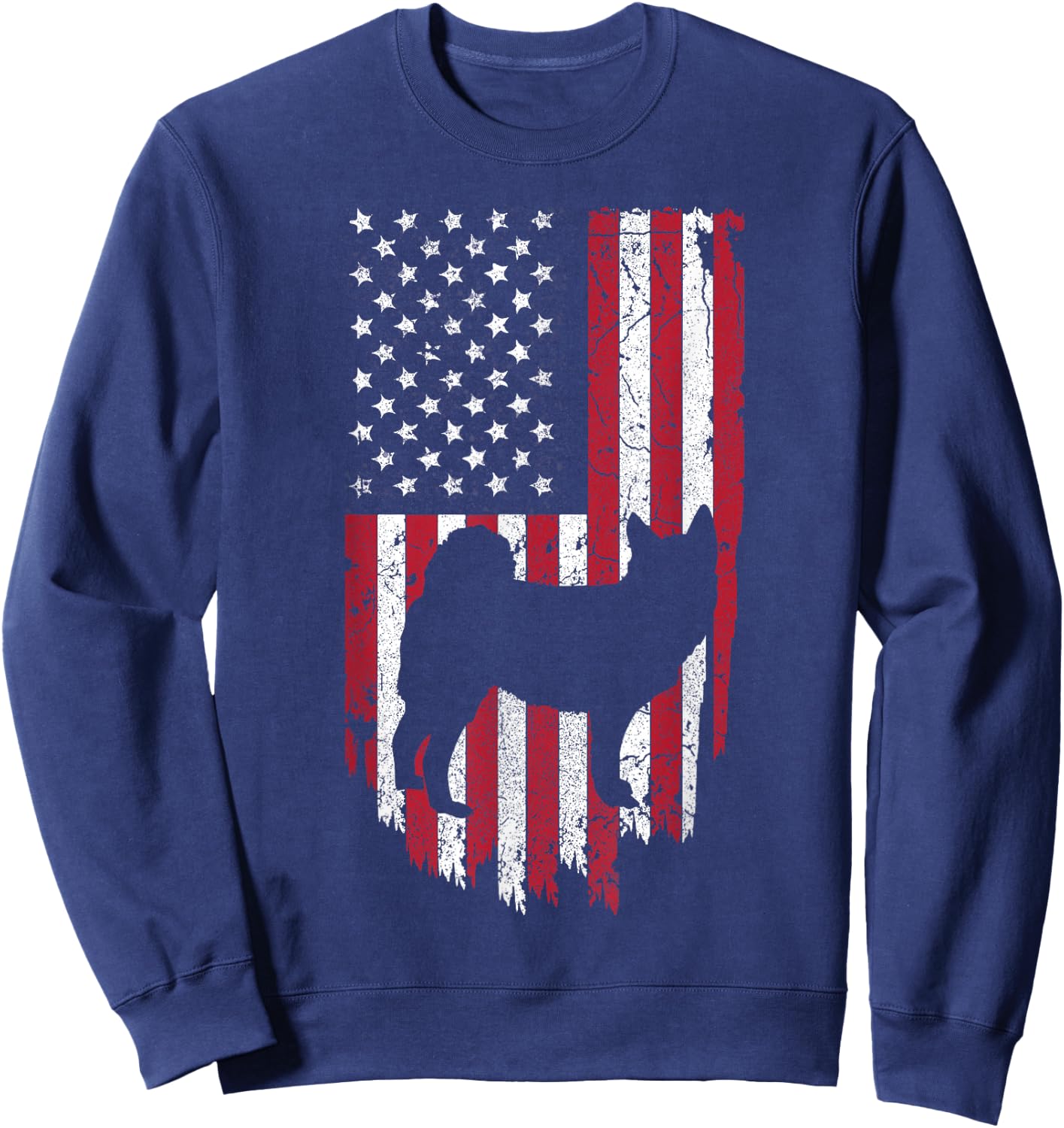Norwegian Elk-hound Dog Silhouette Shirts, 4th Of July USA Women Kids Men Sweatshirt - Sweatshirt | Navy