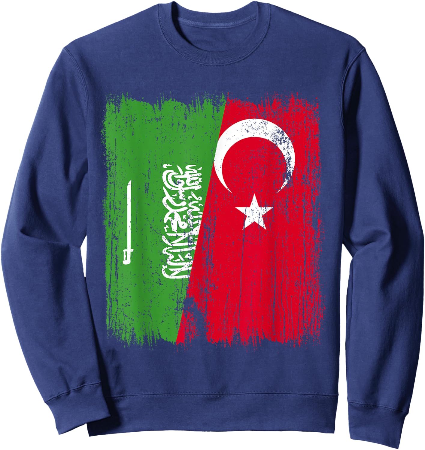 Saudi Arabia Turkey Half Flag Turkiye Saudi Arabian Turkish Sweatshirt - Sweatshirt | Navy