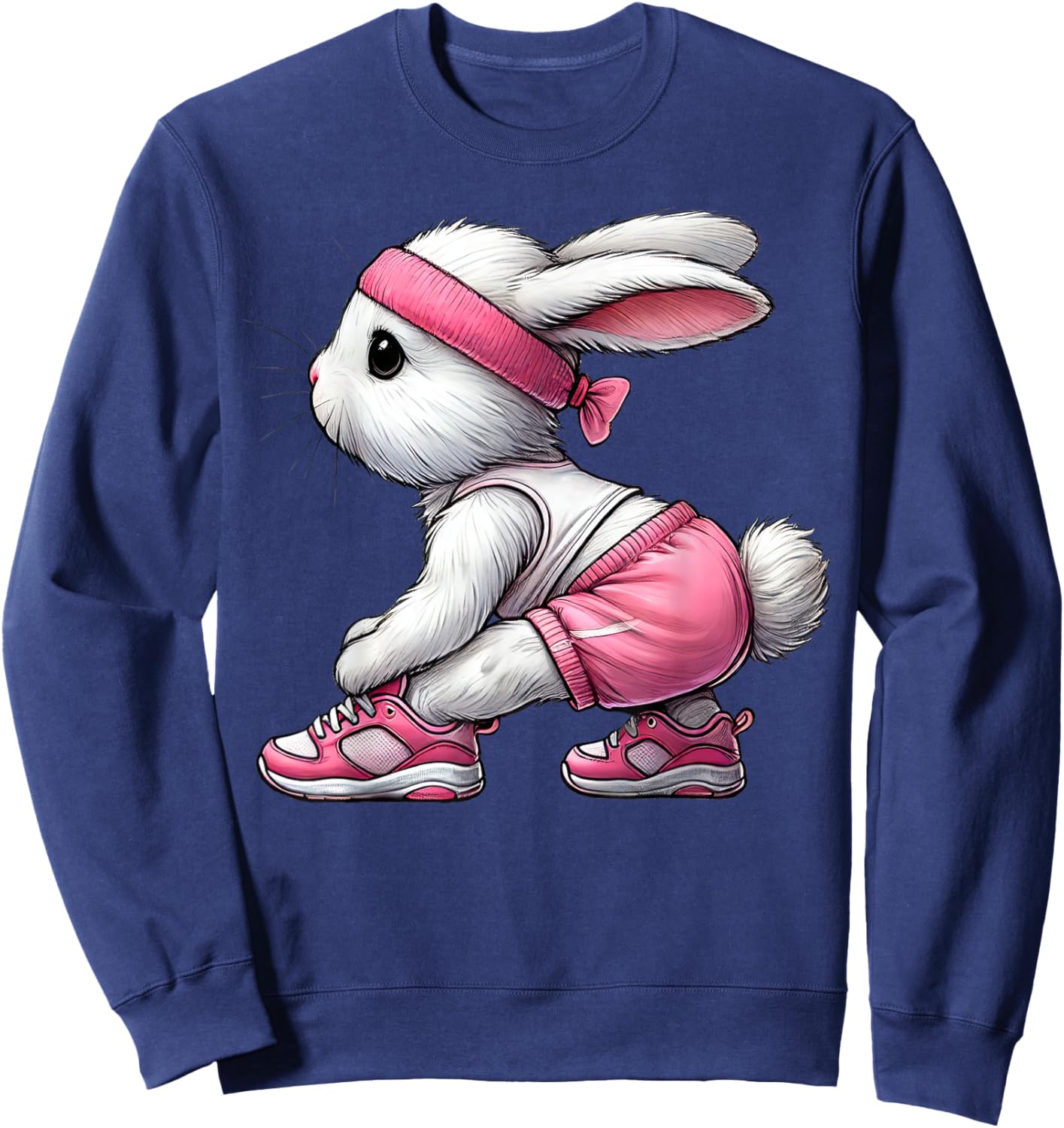 Easter Bunny Exercising Gym Fitness Workout Training Sweatshirt - Sweatshirt | Navy