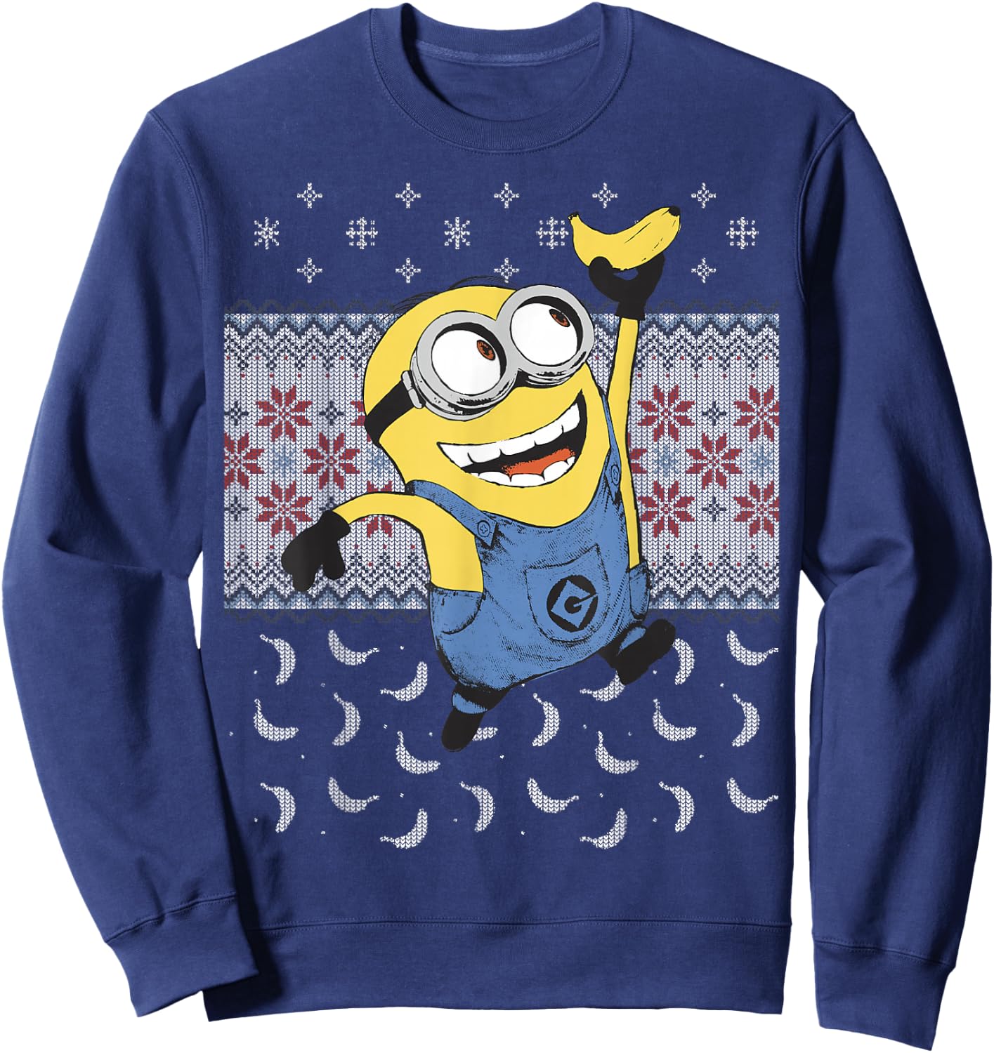 Despicable Me Minions Banana Ugly Christmas Sweatshirt - Sweatshirt | Navy