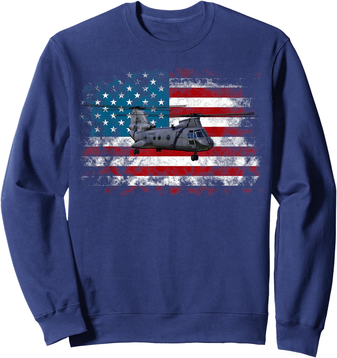 Ch-46 Sea Knight Helicopter Veteran T shirt US Flag Sweatshirt - Sweatshirt | Navy