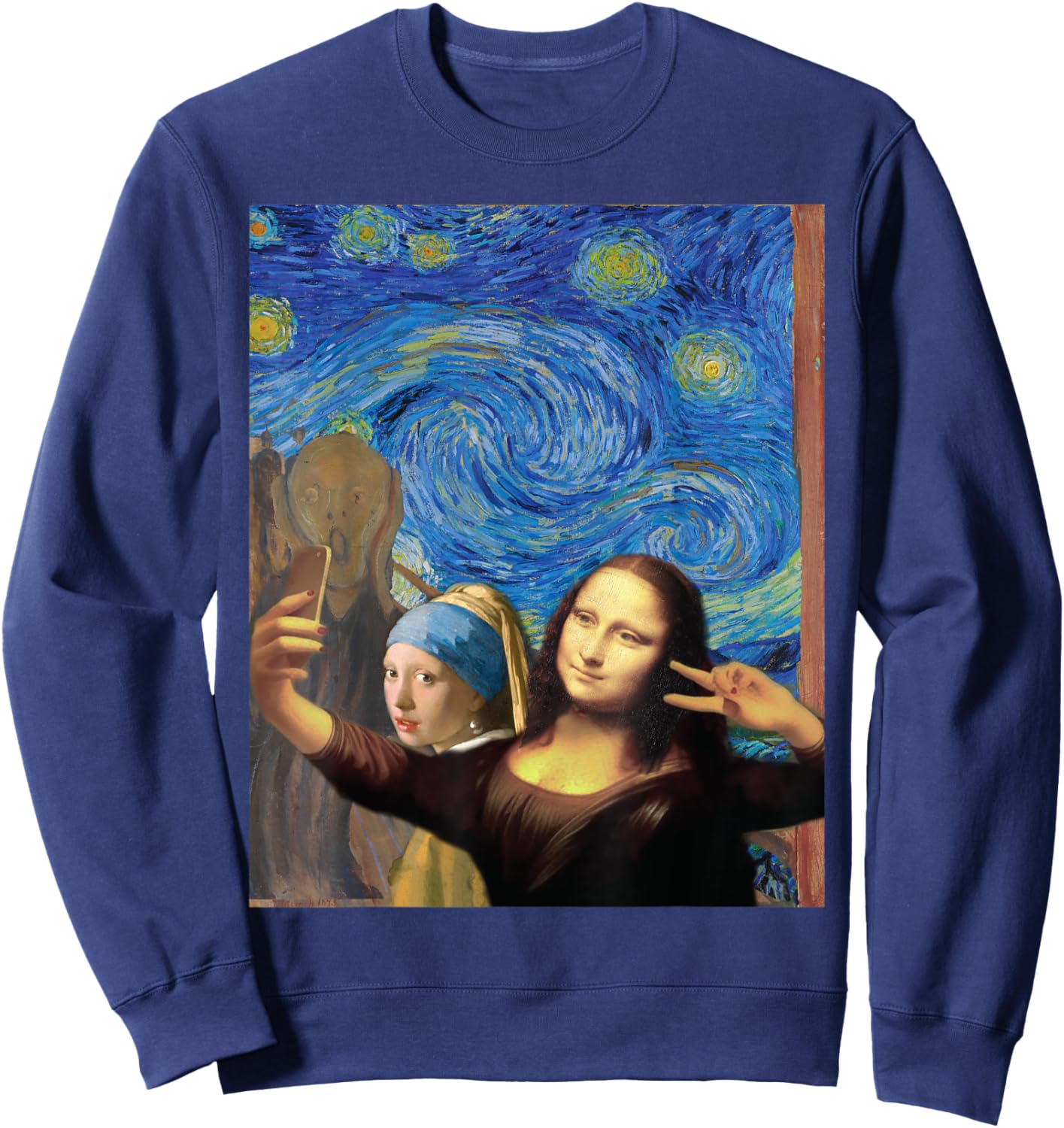 Funny Mona Lisa Selfie Sweatshirt - Sweatshirt | Navy