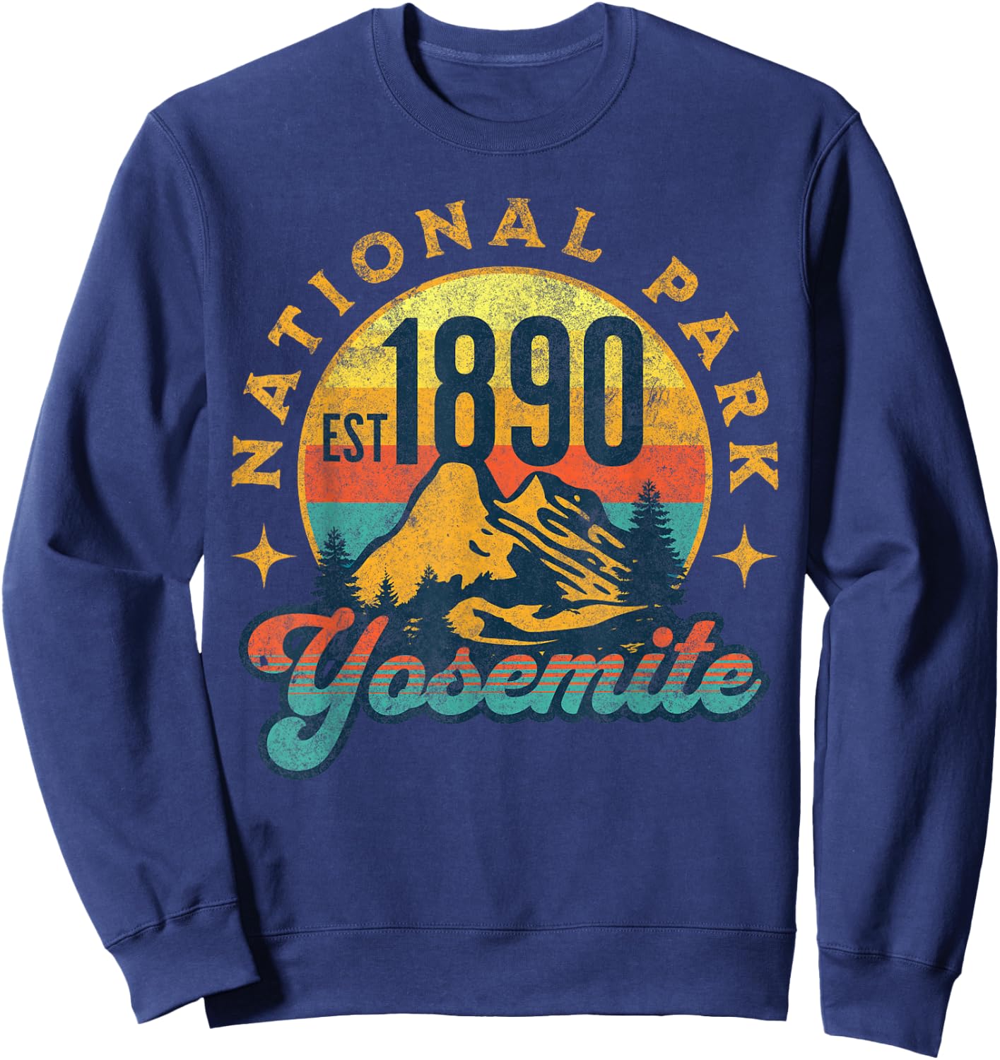 Yosemite California Nature Mountains Hiking Outdoors Vintage Sweatshirt - Sweatshirt | Navy