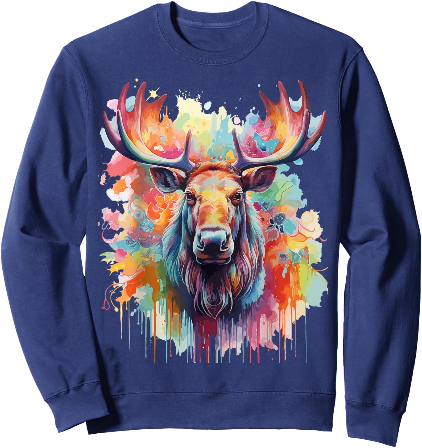 Pop Art Moose Lovers Design Funny Moose Sweatshirt - Sweatshirt | Navy