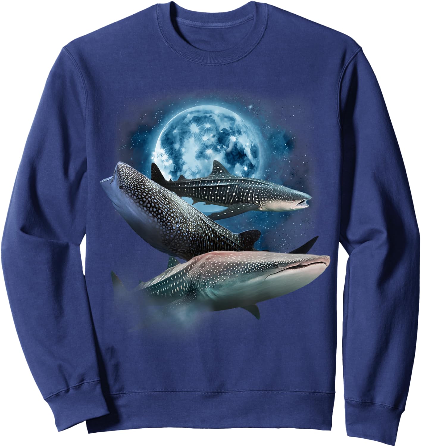 Whale Shark Shirt - Howling at the Moon Whale Shark Sweatshirt - Sweatshirt | Navy
