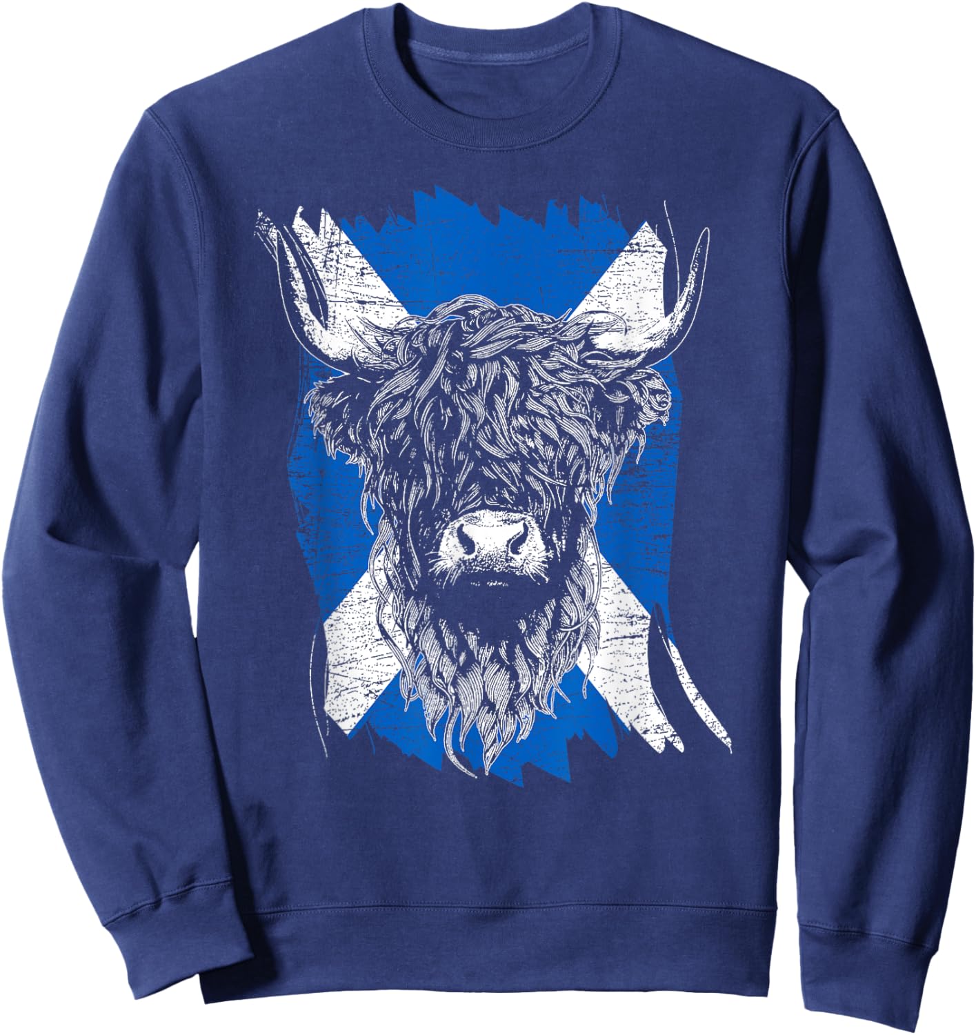 Scottish Highland Cow Cattle Hairy Cow Flowers Woman Sweatshirt - Sweatshirt | Navy