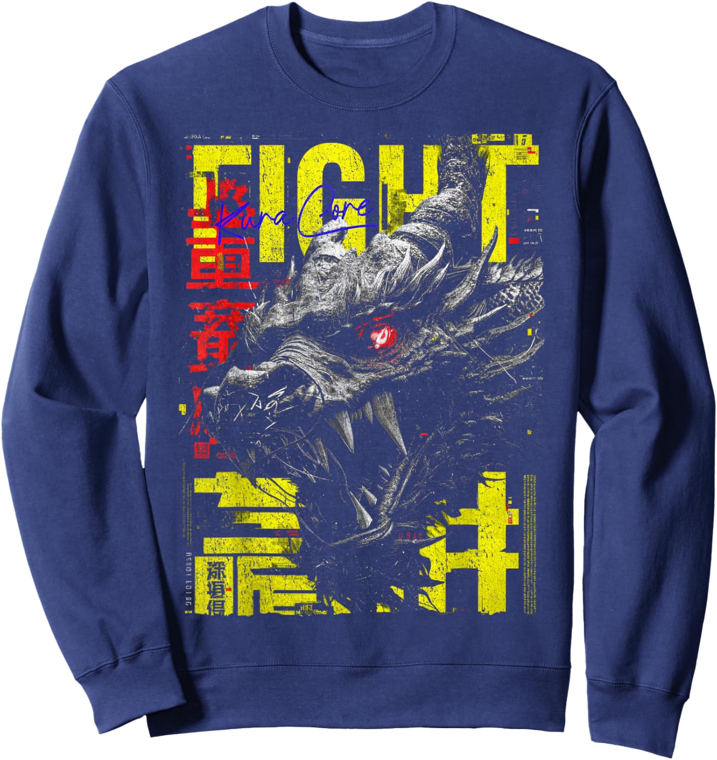 Japan Streetwear Cyberpunk Y2K Techwear Retro Manga Anime Sweatshirt - Sweatshirt | Navy