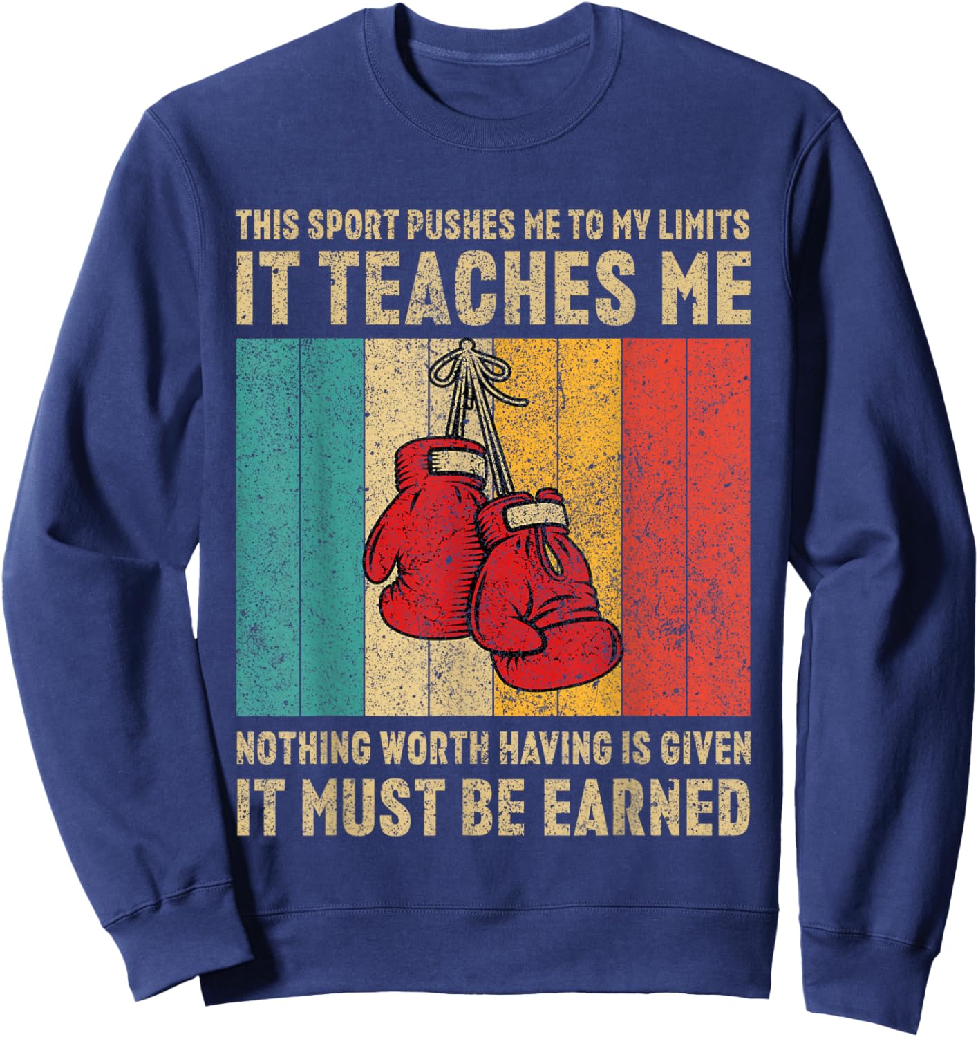 Never Underestimate A Grandpa With Boxing Gloves Boxing Sweatshirt - Sweatshirt | Navy