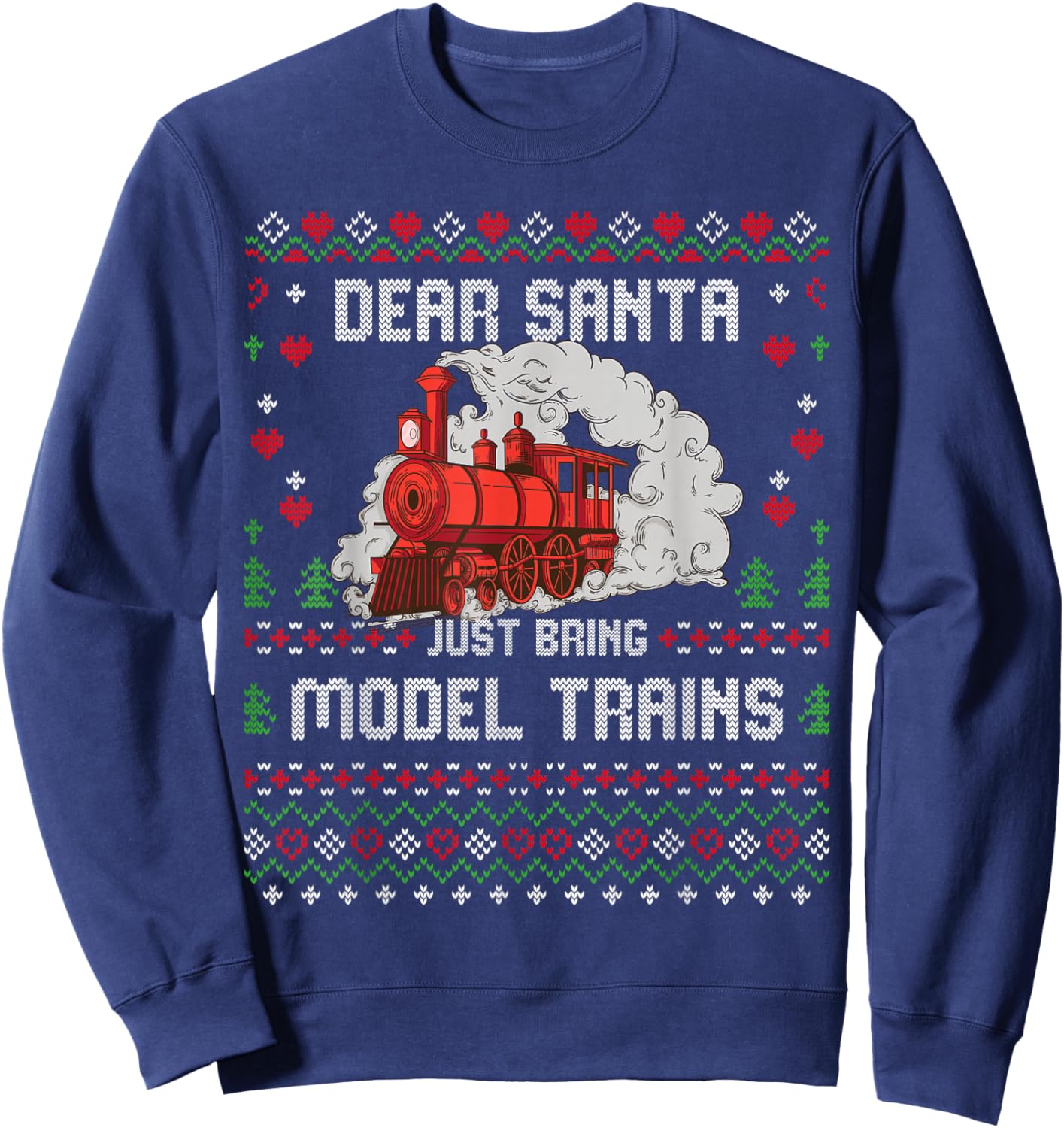 Steam Model Trains Collector Christmas Ugly Xmas Sweater Sweatshirt - Sweatshirt | Navy