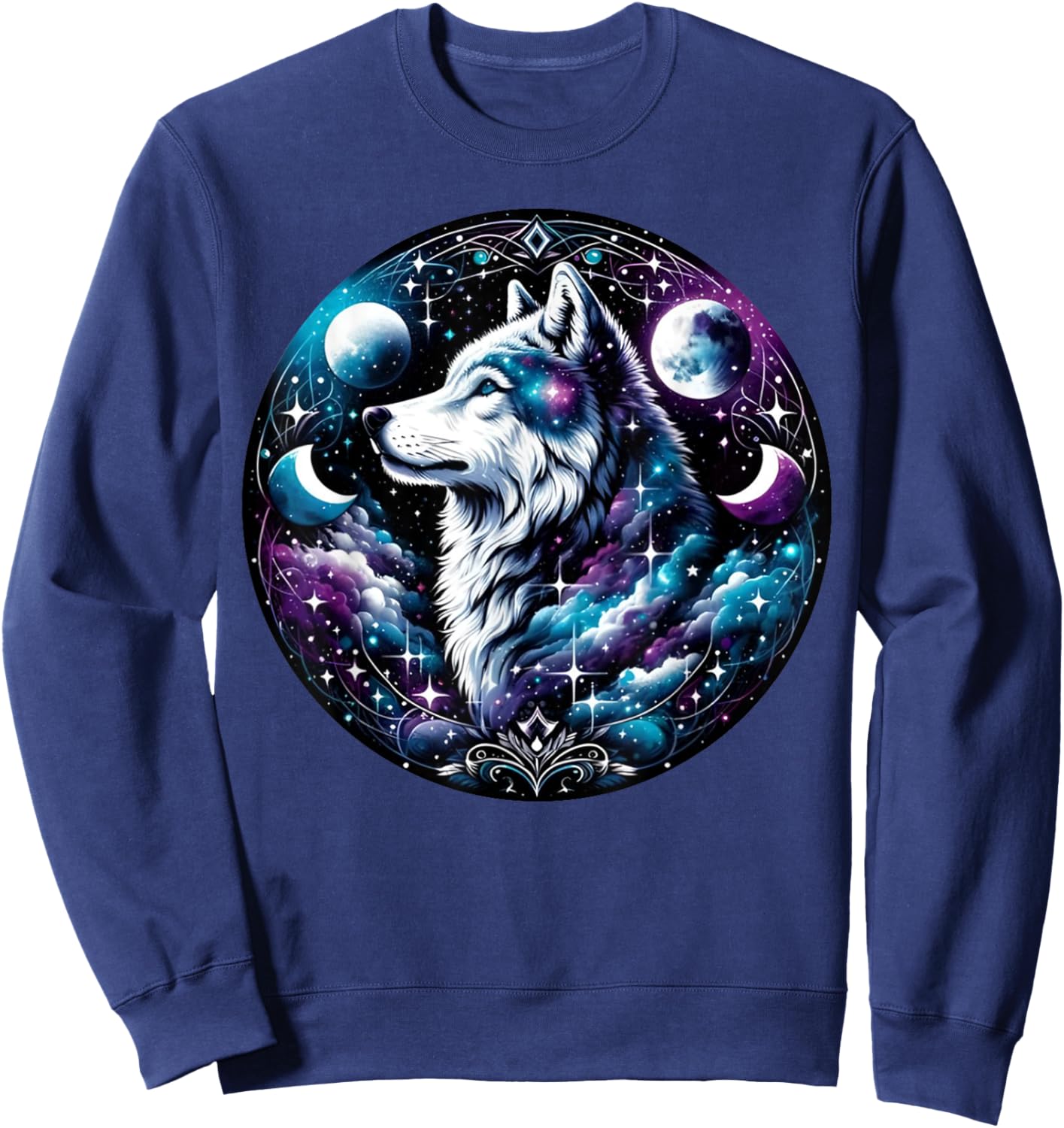Wolf Celestial Dream Night Howling Moon Funny Wolves Lover Sweatshirt - Sweatshirt | Navy