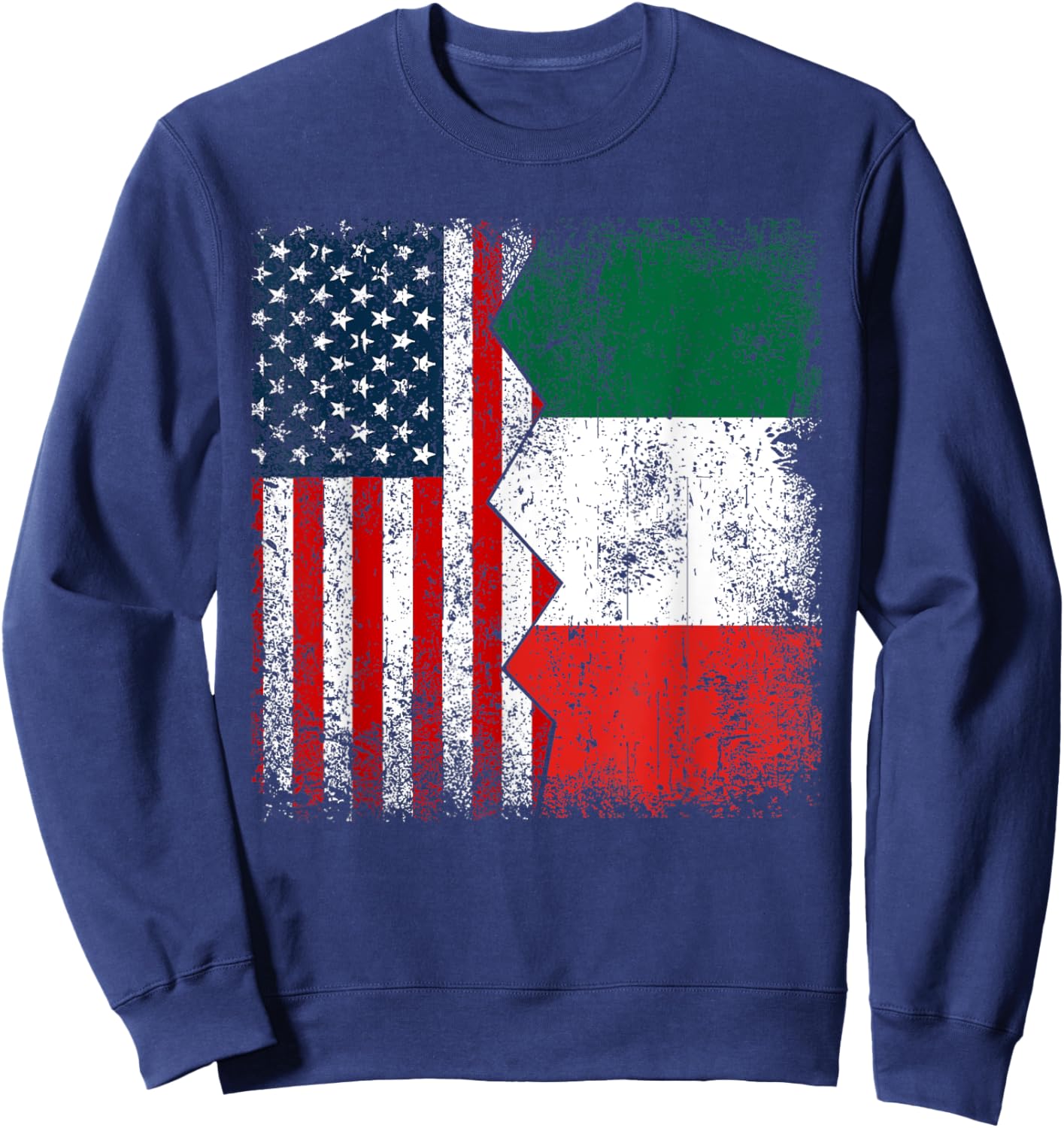 Italian Roots | Half American Flags | America Italy Vintage Sweatshirt - Sweatshirt | Navy