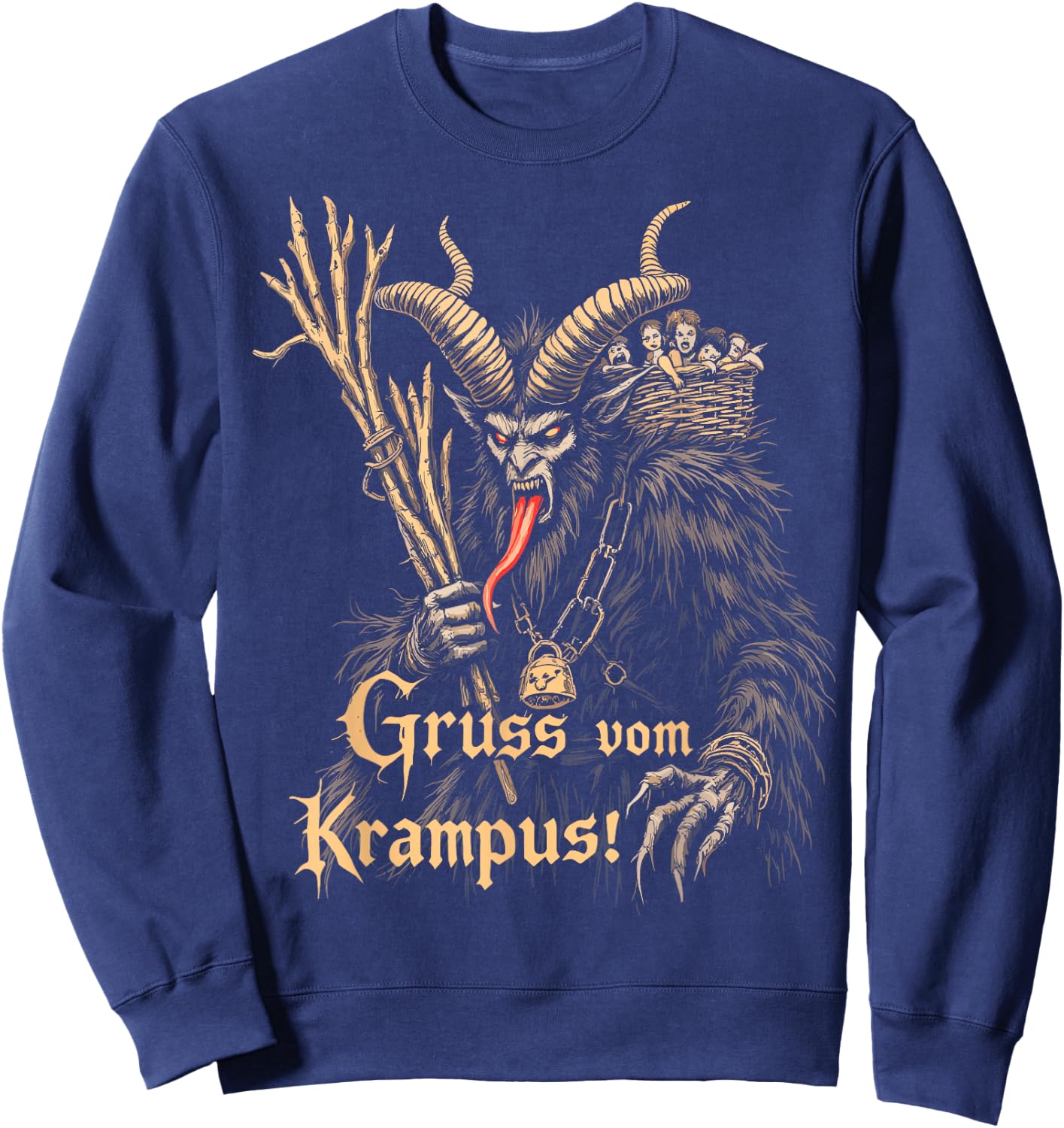Gruss Vom Krampus Christmas Eve Naughty Kids Xmas Party Sweatshirt - Sweatshirt | Navy