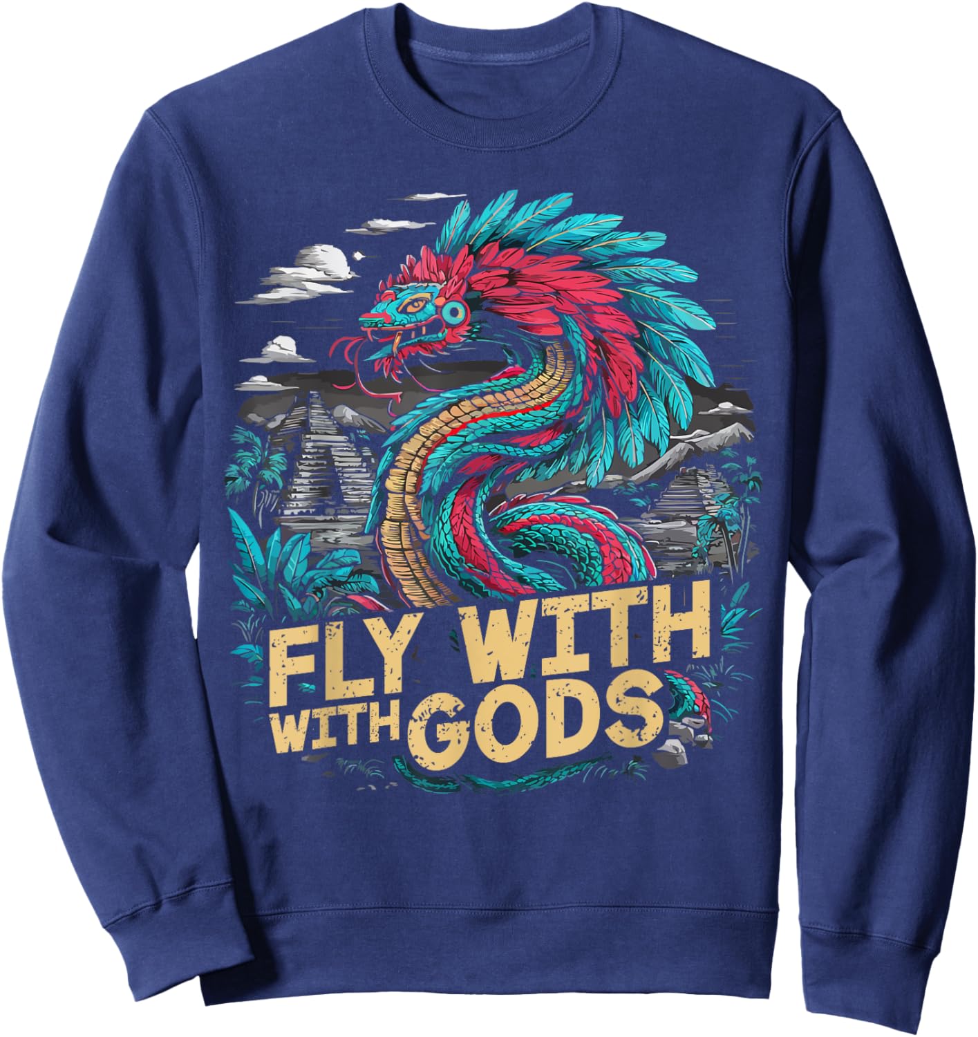Aztec God Aztec Culture Mayan Indigenous Quetzalcoatl Sweatshirt - Sweatshirt | Navy