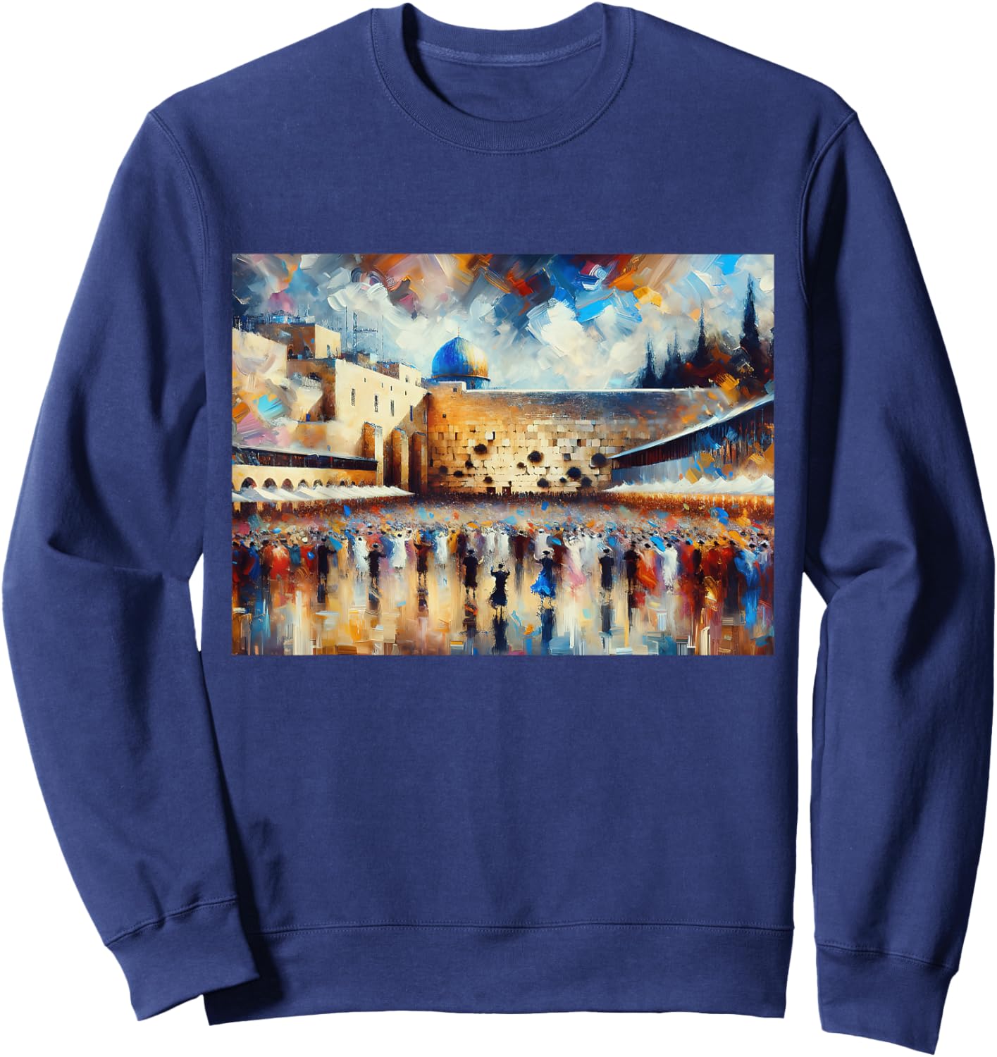 Kotel Painting jerusalem City Western Wall Wailing Wall Sweatshirt - Sweatshirt | Navy