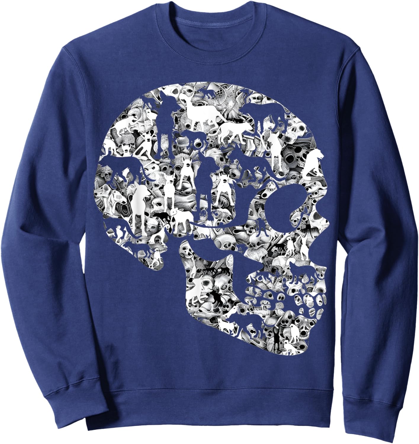 Distinctive dog skull design for those who love nerves , Black, S Sweatshirt - Sweatshirt | Navy