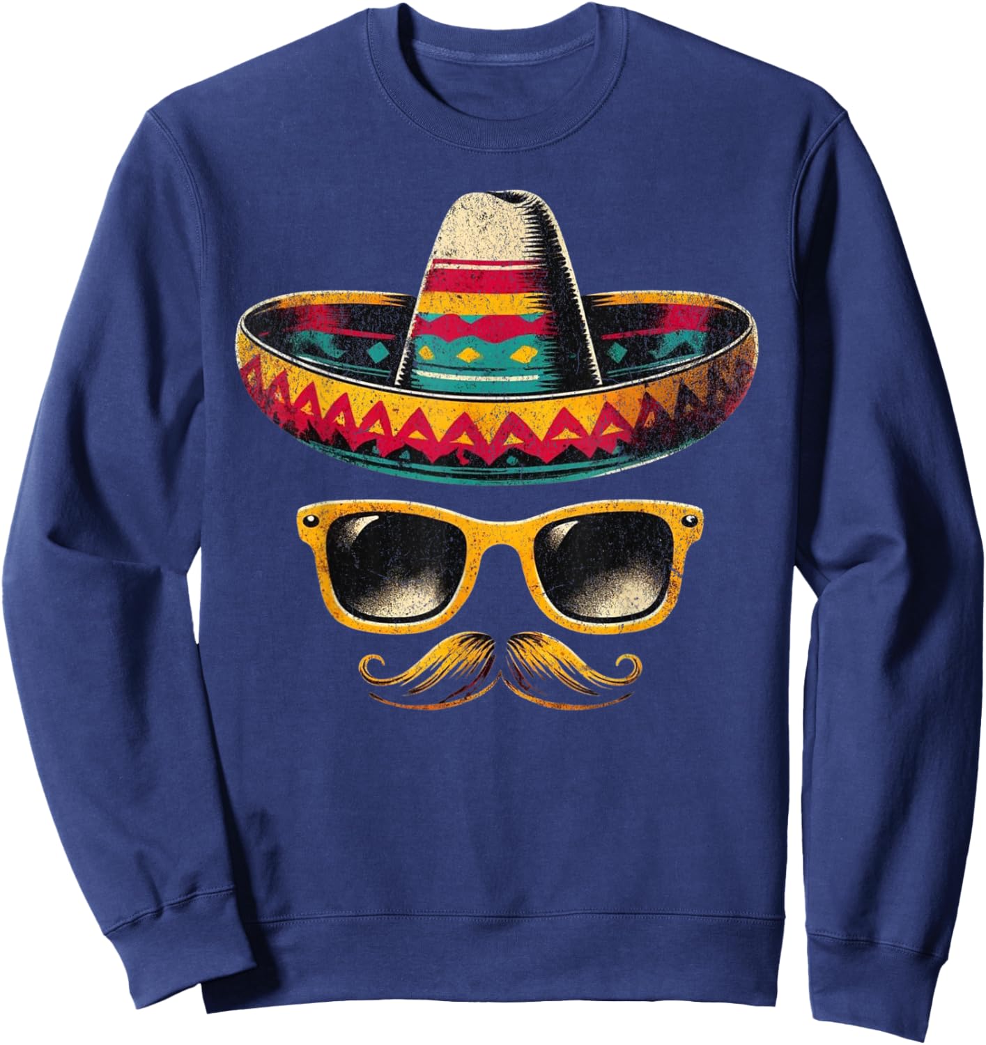 Sombrero Face Cinco De Mayo Mexican Fiesta Party Kids Boys Sweatshirt - Sweatshirt | Navy