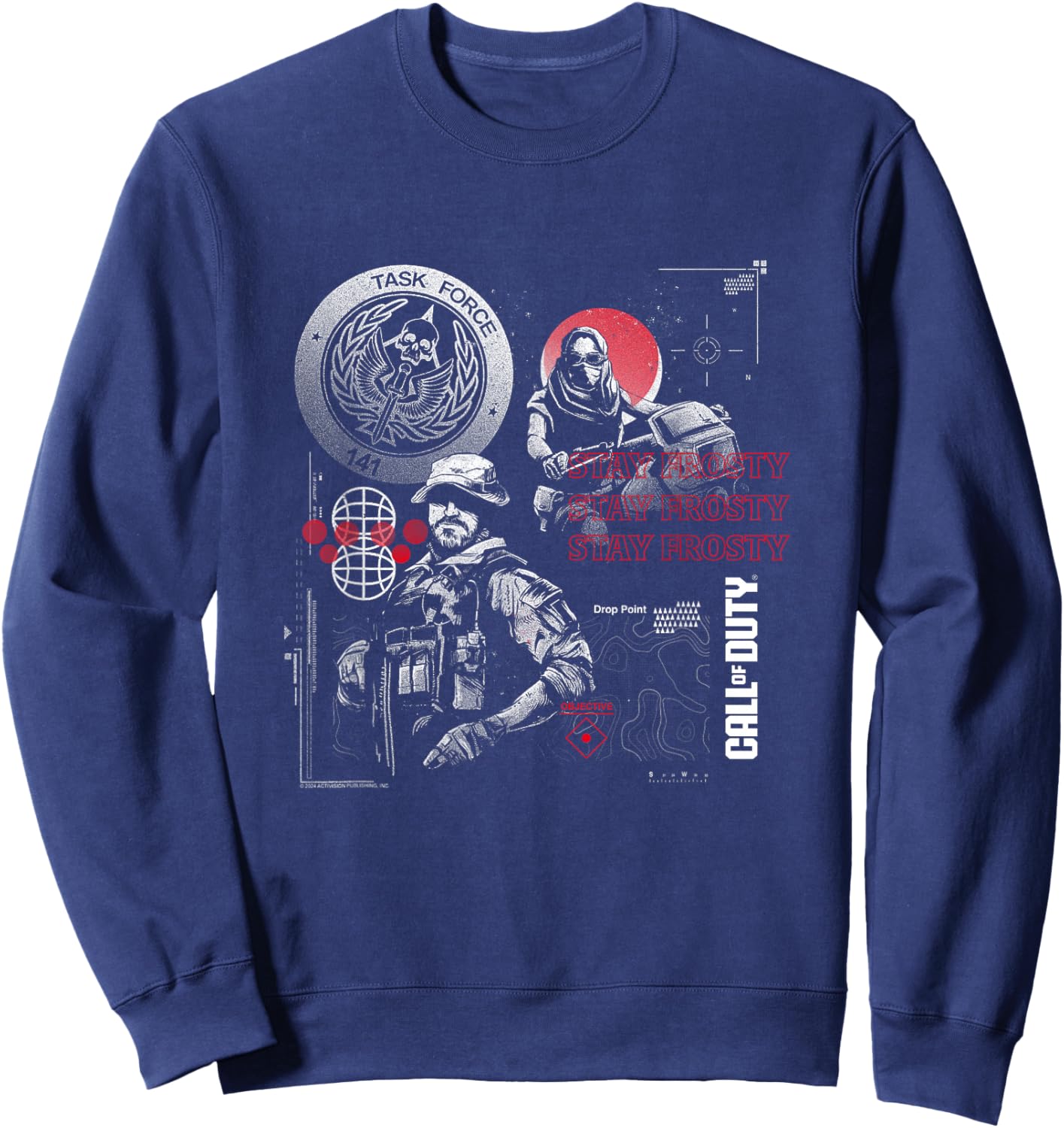 Call of Duty Task Force 141 Stay Frosty Black Men's -Adults Short Sleeve Sweatshirt - Sweatshirt | Navy