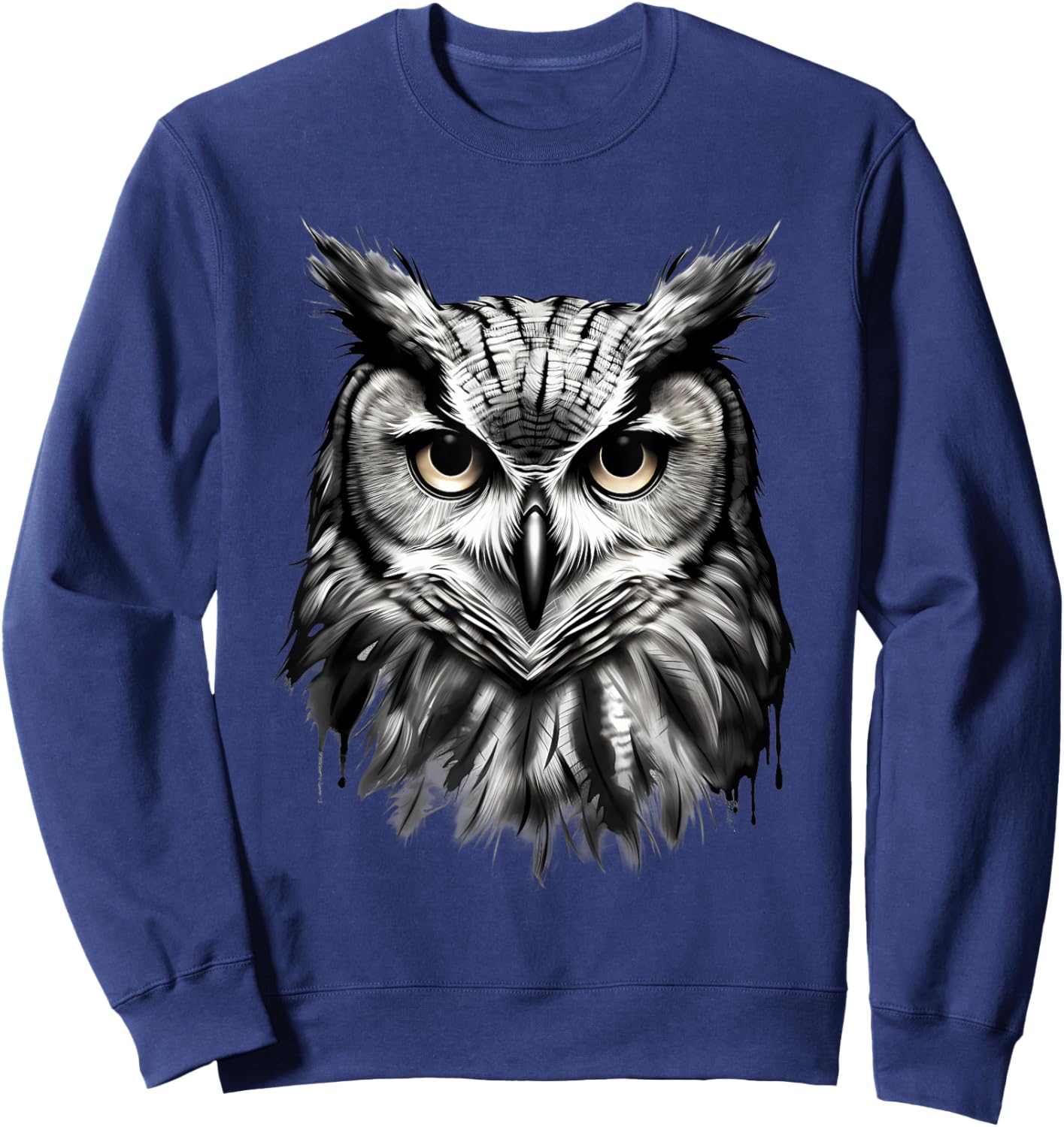 Owl Artwork Drawing Animal Lovers Animal Print Portrait Sweatshirt - Sweatshirt | Navy