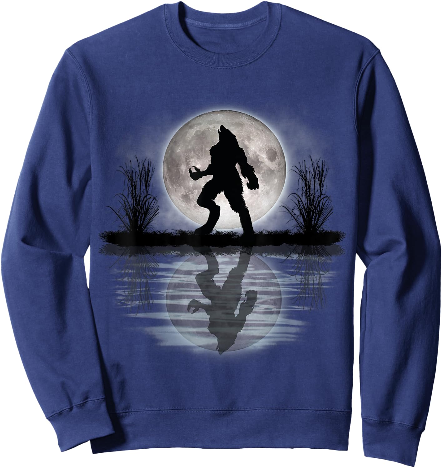 Werewolf Under A Full Moon Howling Scary Sweatshirt - Sweatshirt | Navy