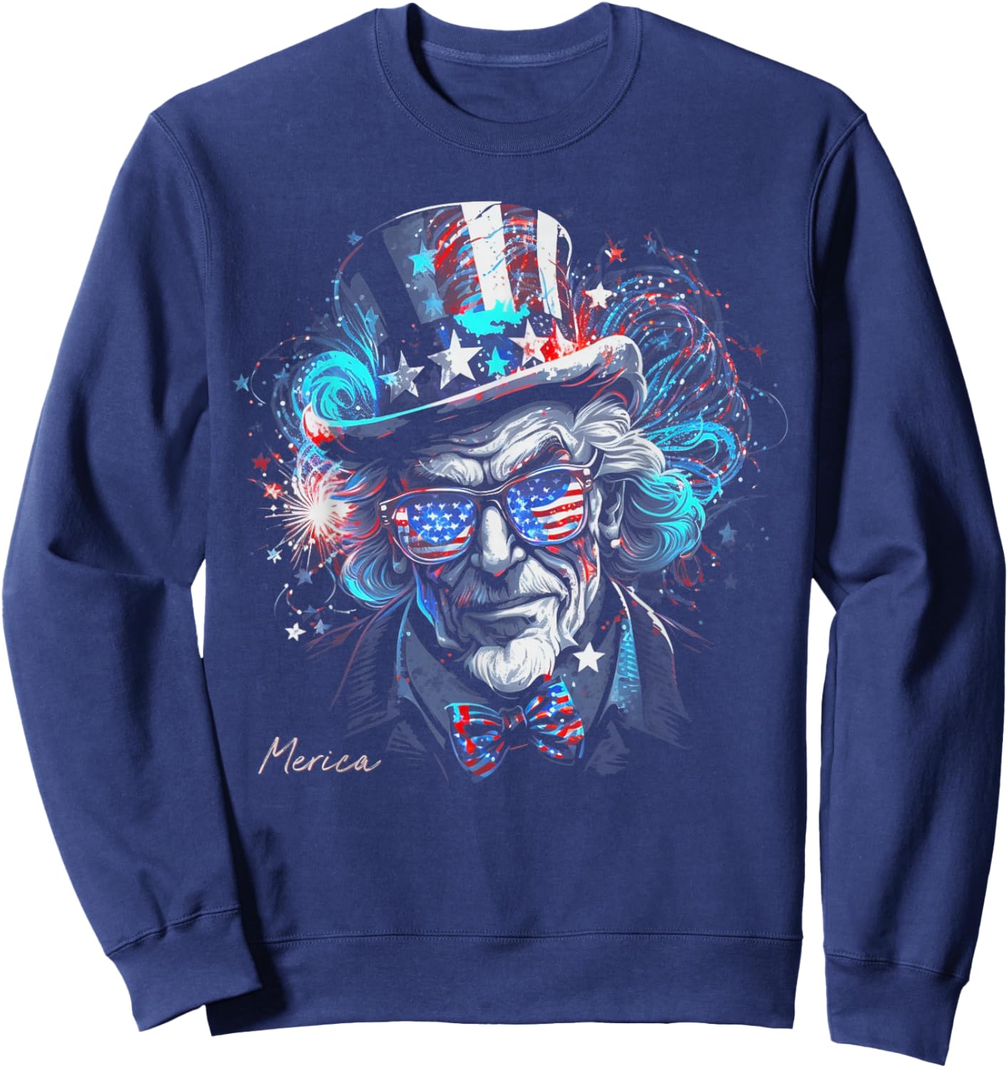 Uncle Sam Fourth 4th of July American Flag USA America Funny Sweatshirt - Sweatshirt | Navy