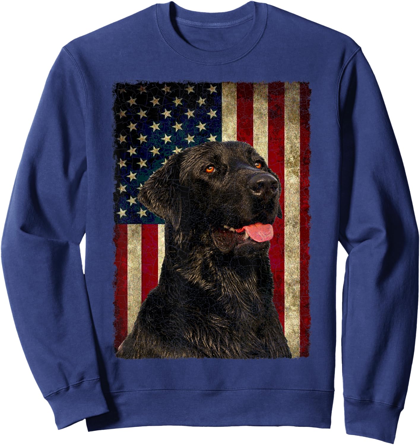 Black Labrador T Shirt Gift USA Flag Lab Owner Duck Hunter Sweatshirt - Sweatshirt | Navy
