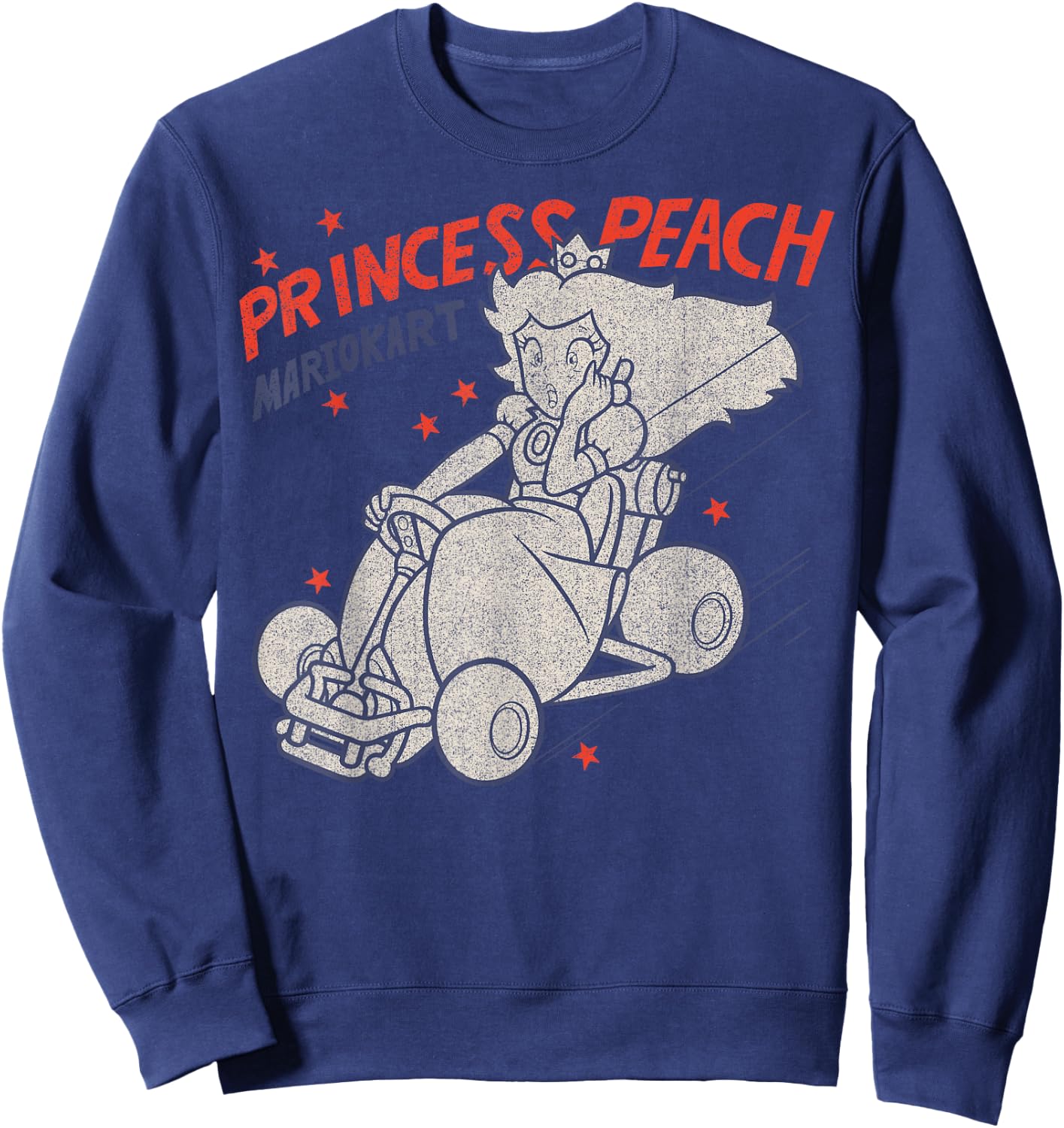 Mario Kart Princess Peach Surprised Outlined Poster Sweatshirt - Sweatshirt | Navy