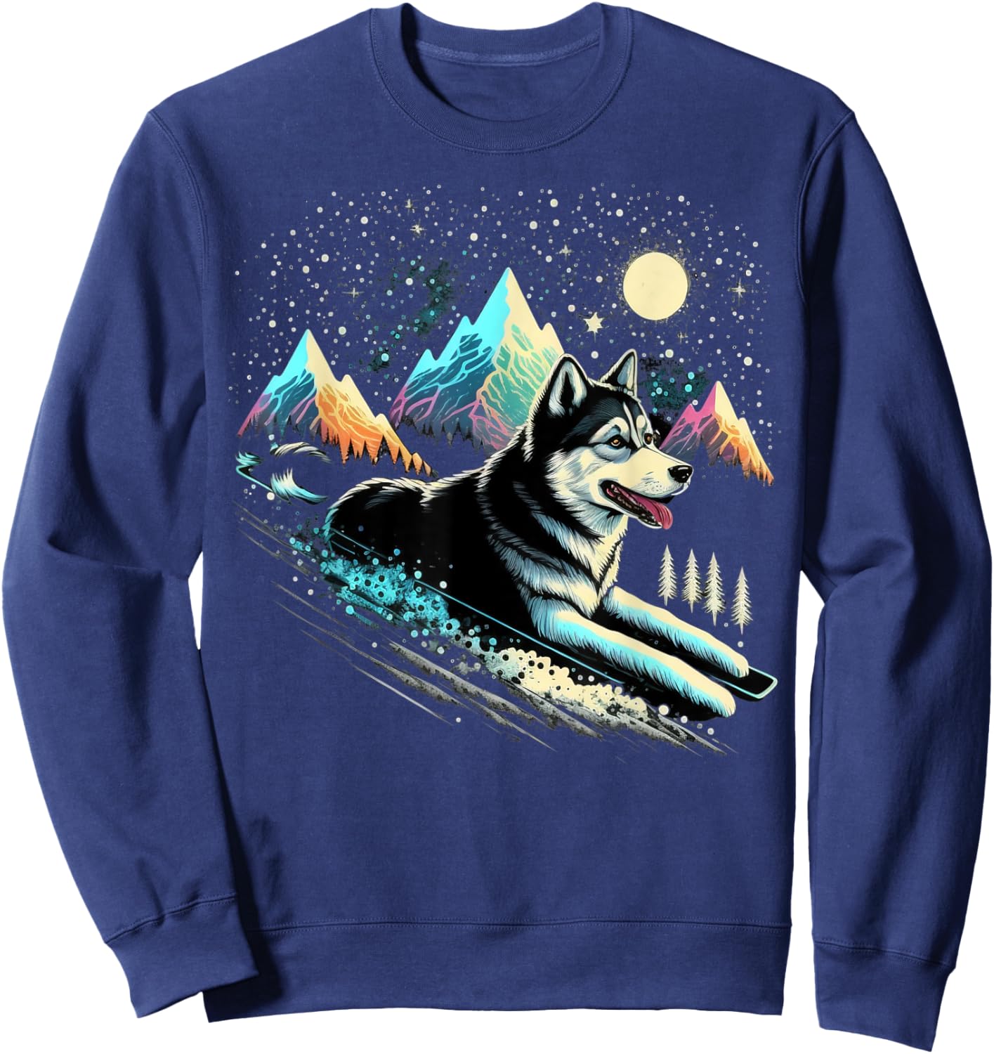 Siberian Husky Lover Apparel for Husky Owner - Cute Siberian Husky Dog - Adult & Kids - Black - Short Sleeve - - Regular Fit - Cotton 60%, Polyester 40% Sweatshirt - Sweatshirt | Navy