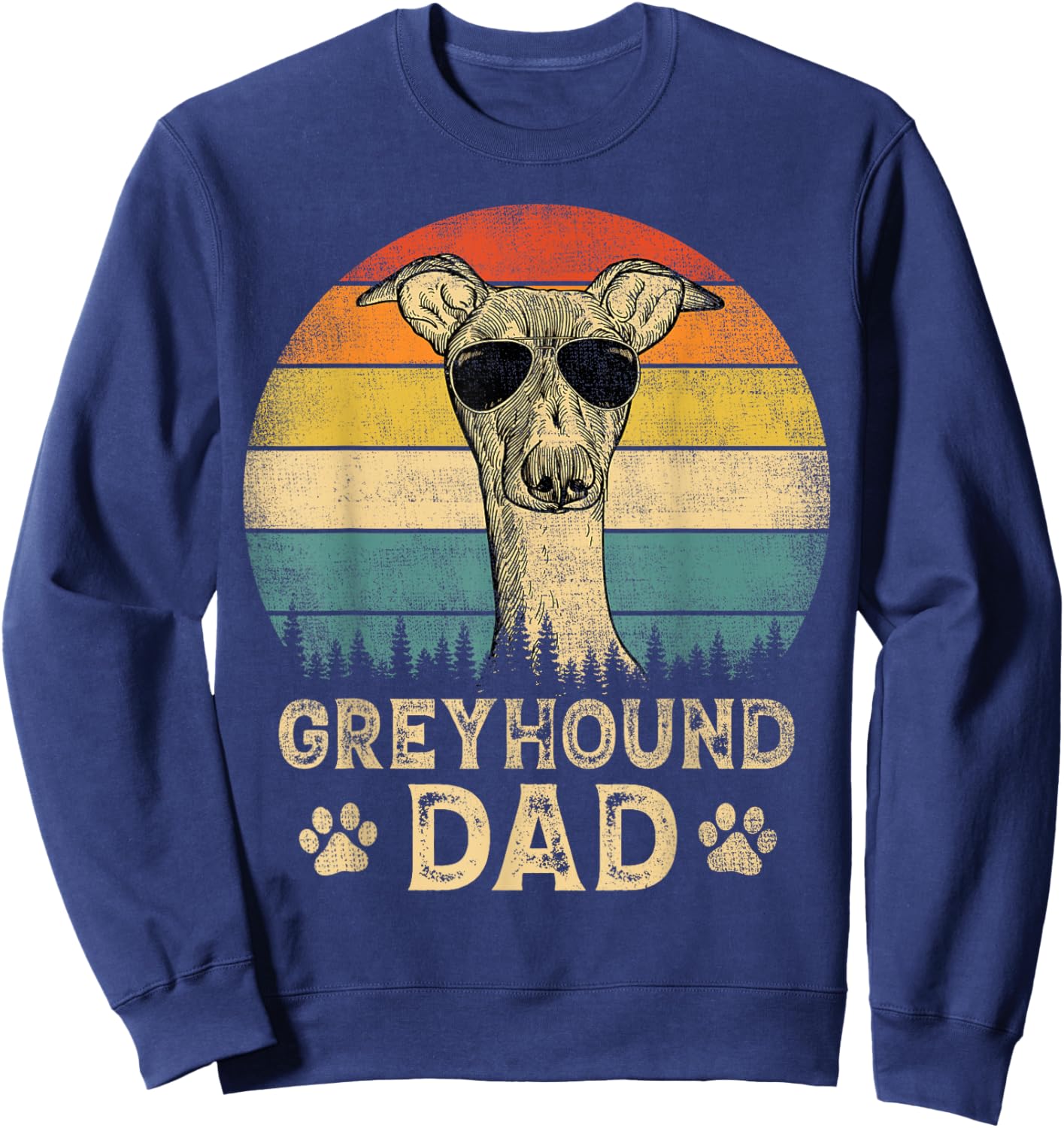 Vintage Greyhound Dad Dog Lovers Father's Day Men Women Sweatshirt - Sweatshirt | Navy