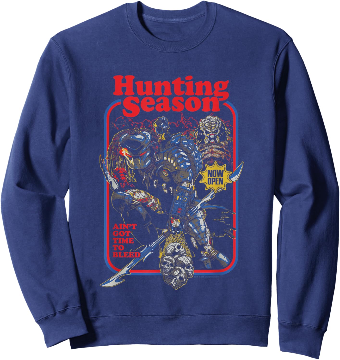 Predator Hunting Season Ain't Got Time To Bleed Retro Poster Sweatshirt - Sweatshirt | Navy