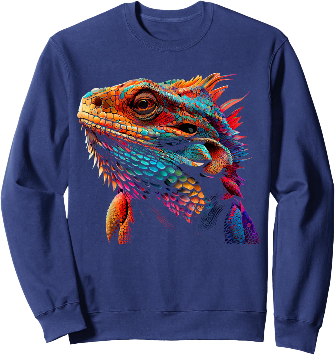 Bearded Dragon Lover Fun Colorful Cool Painting Art Cute Pet Sweatshirt - Sweatshirt | Navy