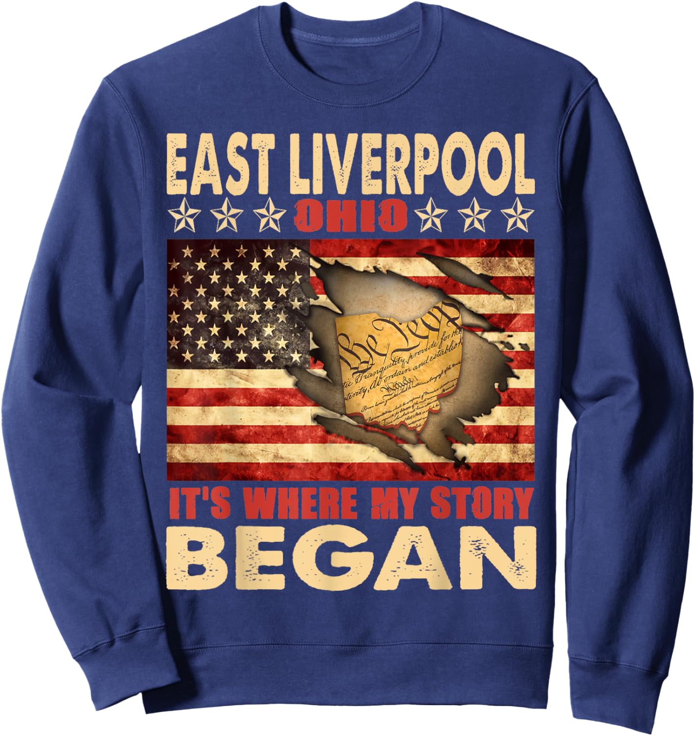East Liverpool Ohio USA Flag 4th Of July Women Men Sweatshirt - Sweatshirt | Navy
