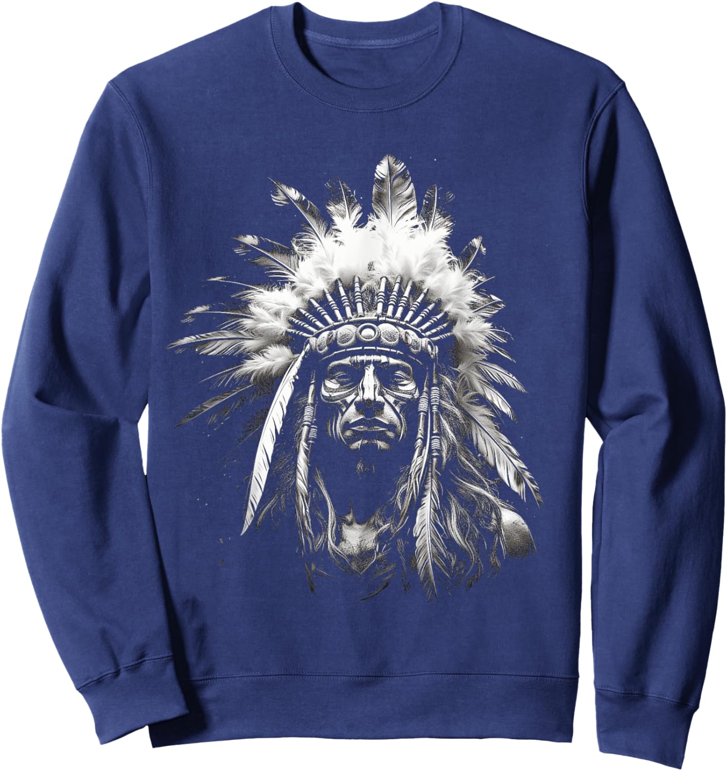 Native American Indian Design Warrior Native American Sweatshirt - Sweatshirt | Navy