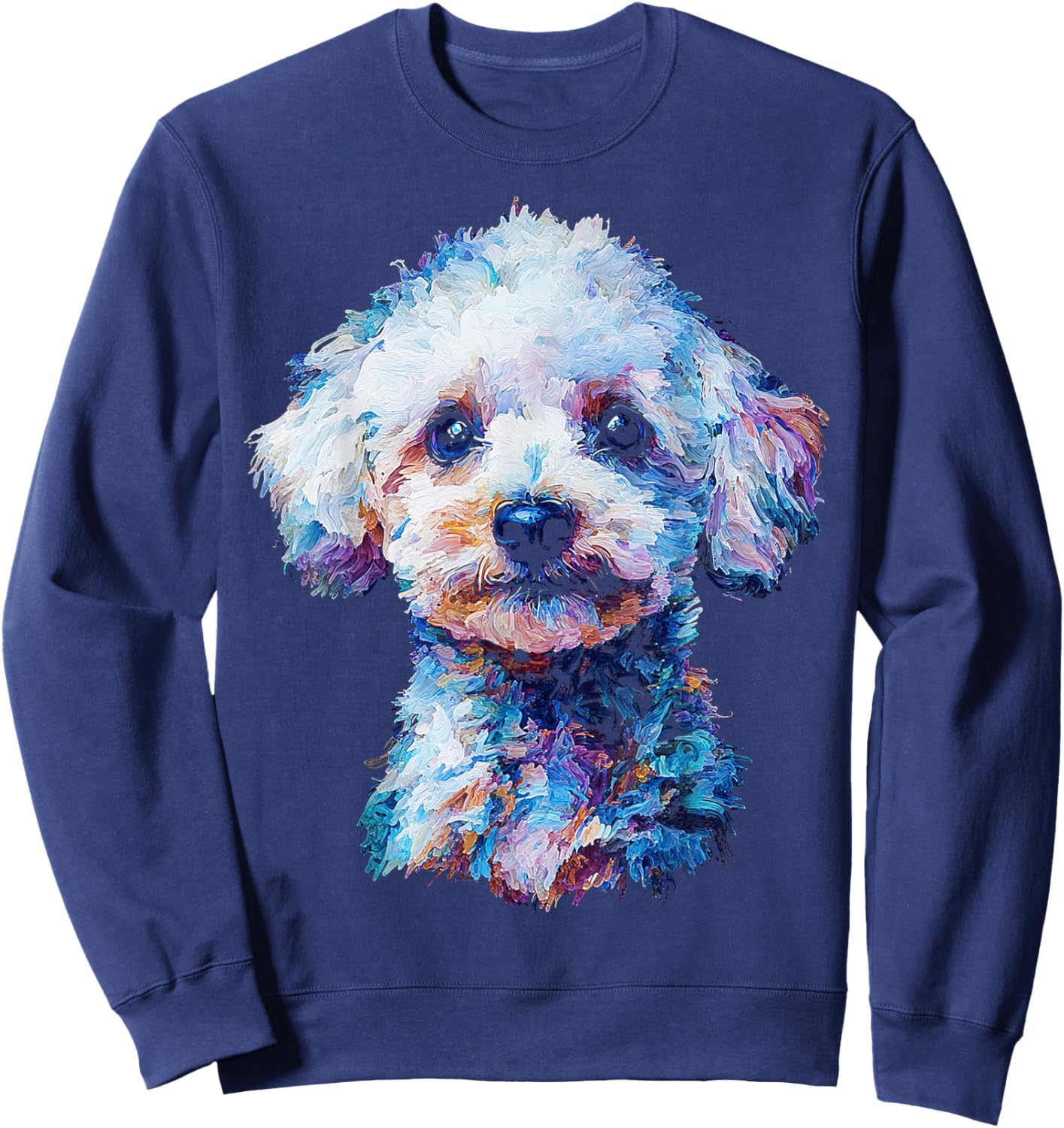 Maltipoo Dog Motif Pet Art Blue Eyes Maltipoo Sweatshirt - Sweatshirt | Navy