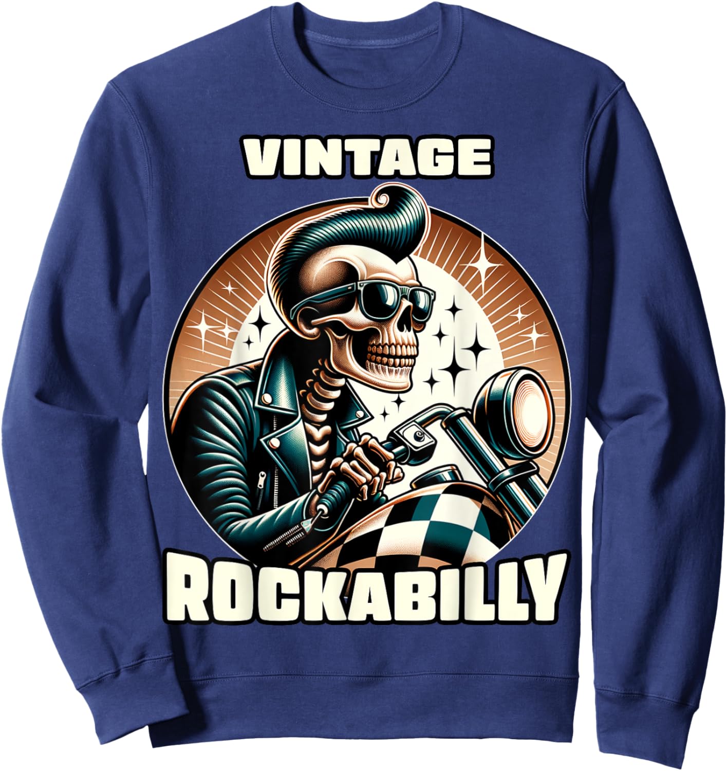 Vintage Rockabilly 50s Sock Hop Dance Doo Wop 1950s Art Sweatshirt - Sweatshirt | Navy